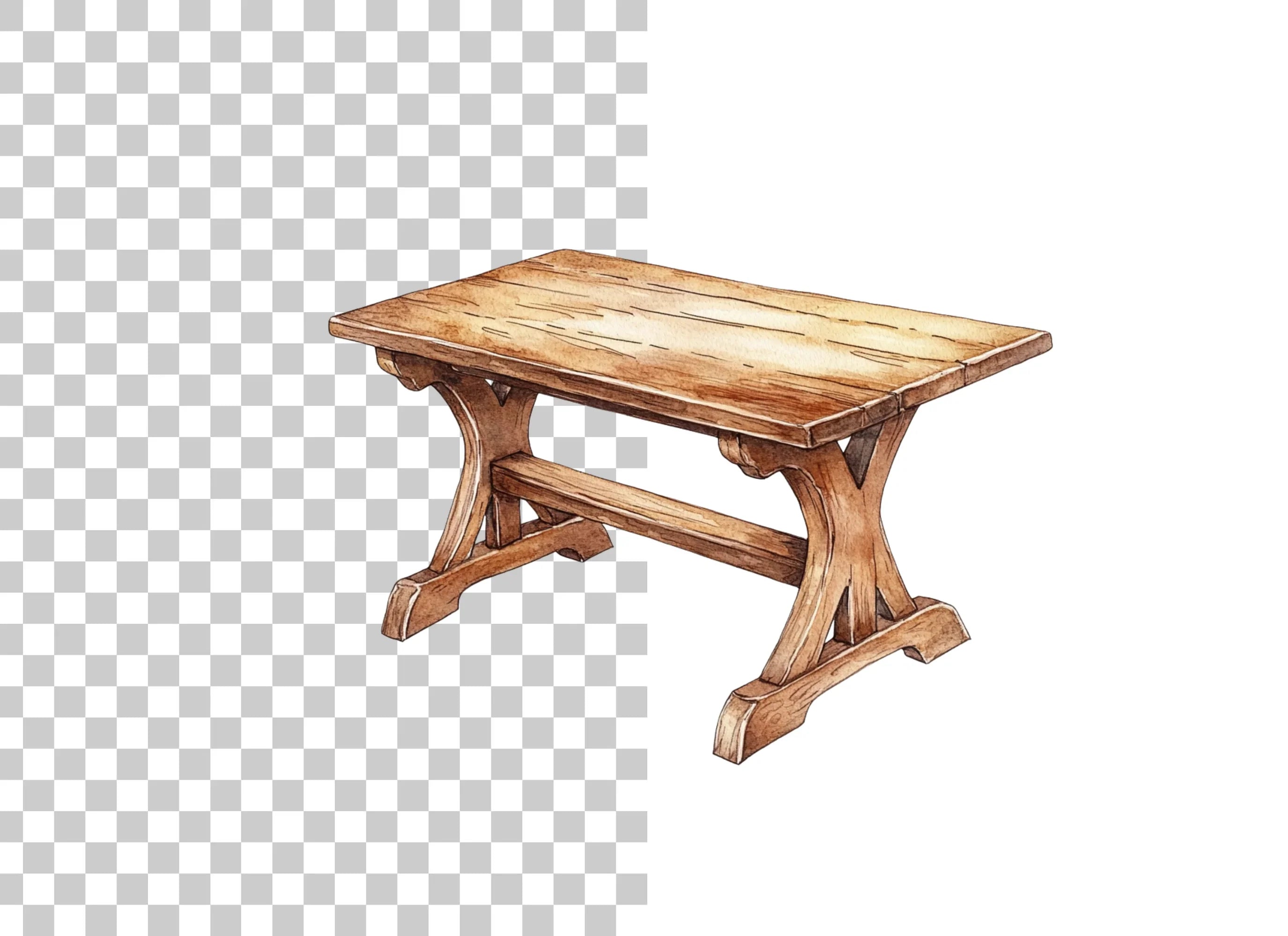 Rustic Wooden Tables Clipart Bundle
