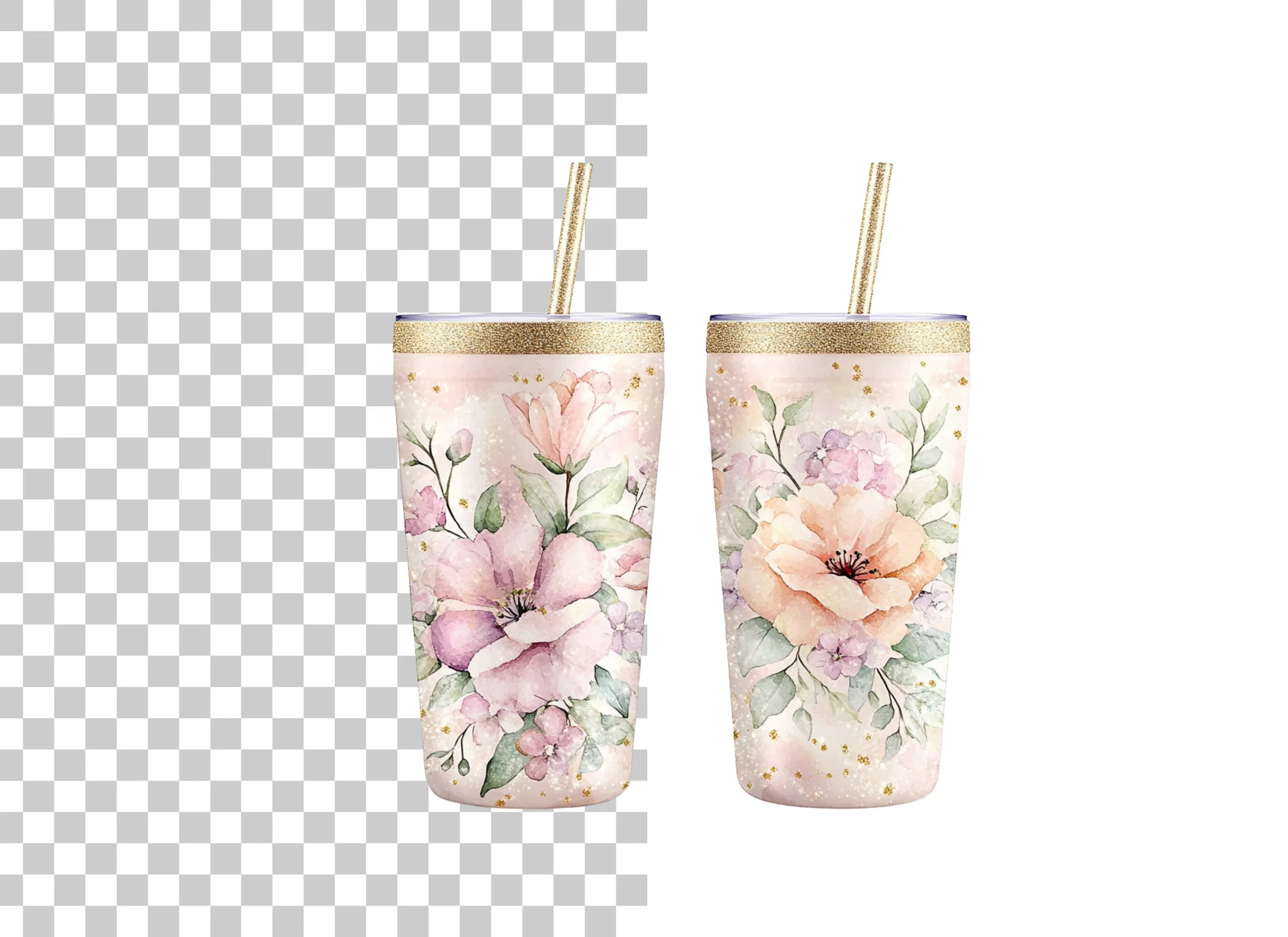 Floral Tumbler Clipart Bundle
