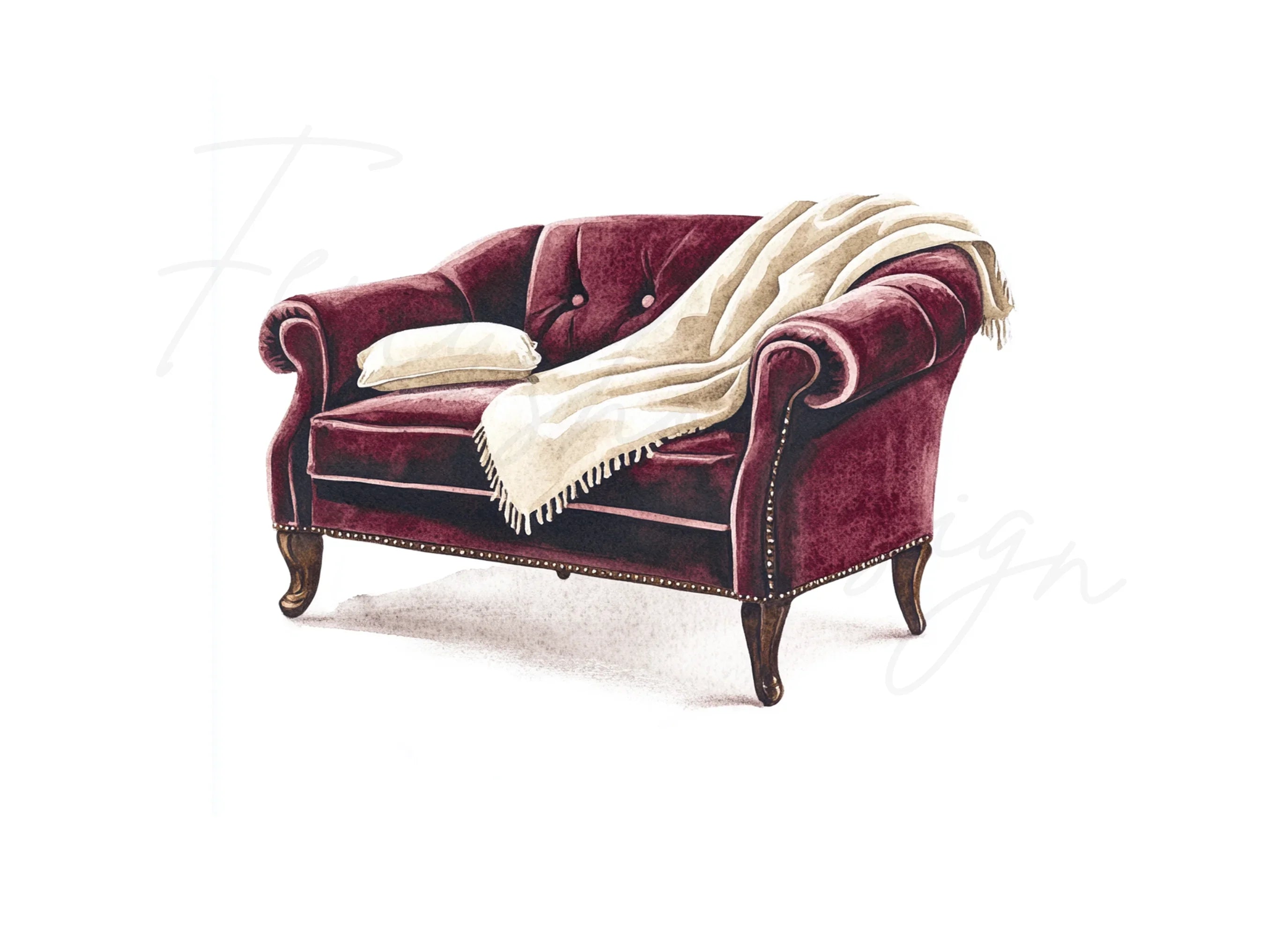 Cozy Armchair with Blanket Clipart Bundle