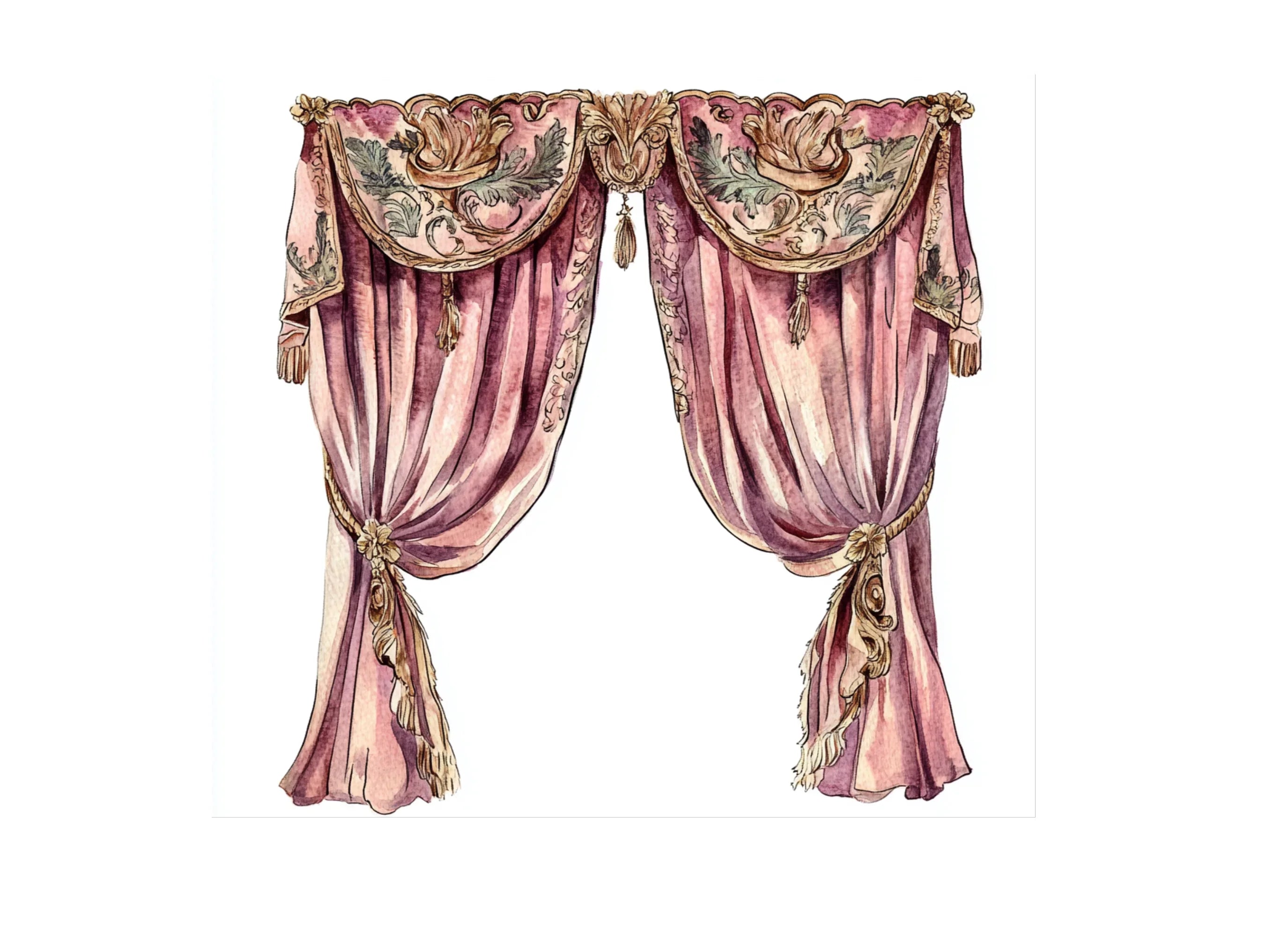 Vintage Drapes Clipart Bundle