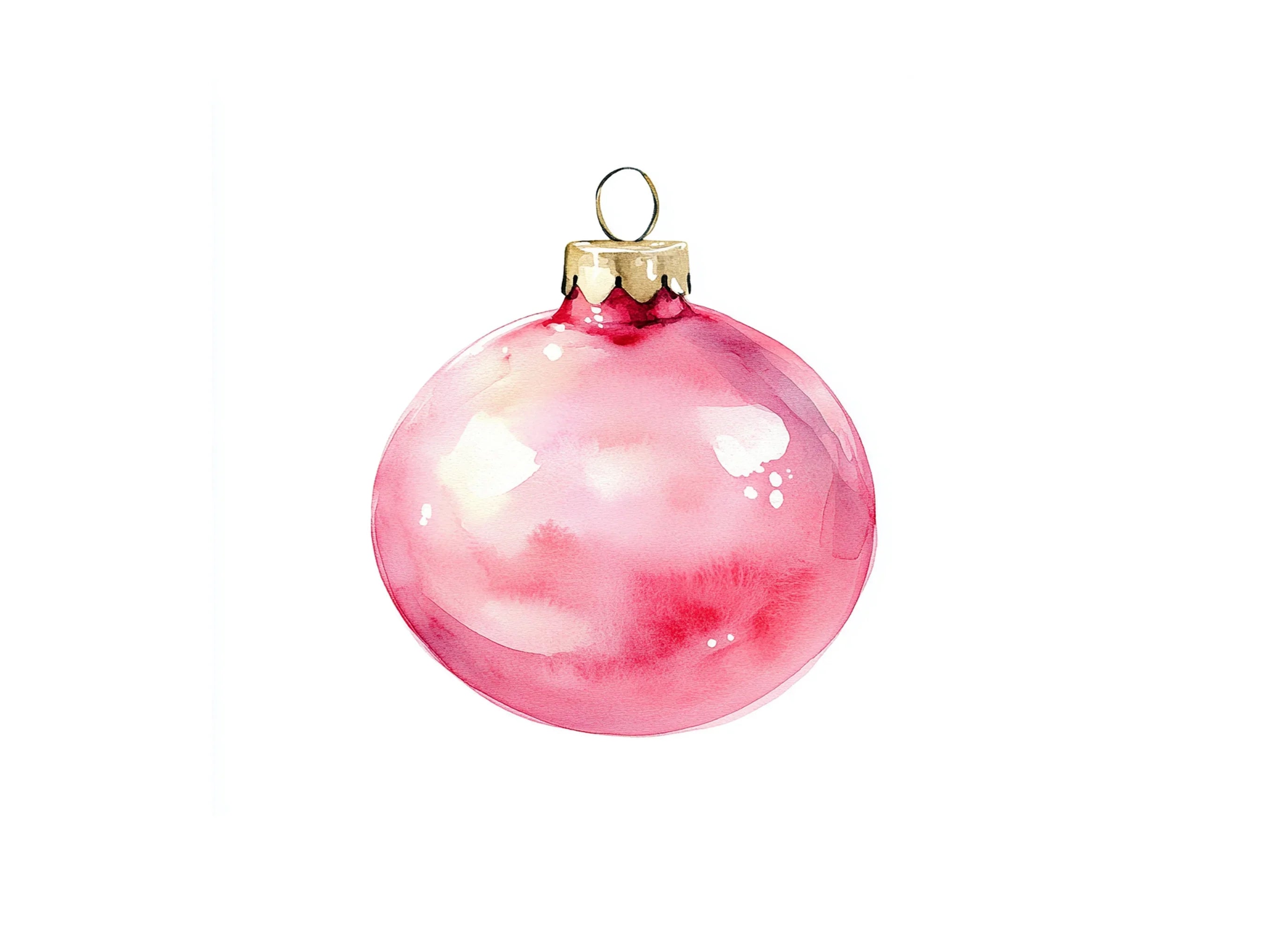 Pink Christmas Ornaments Clipart Bundle