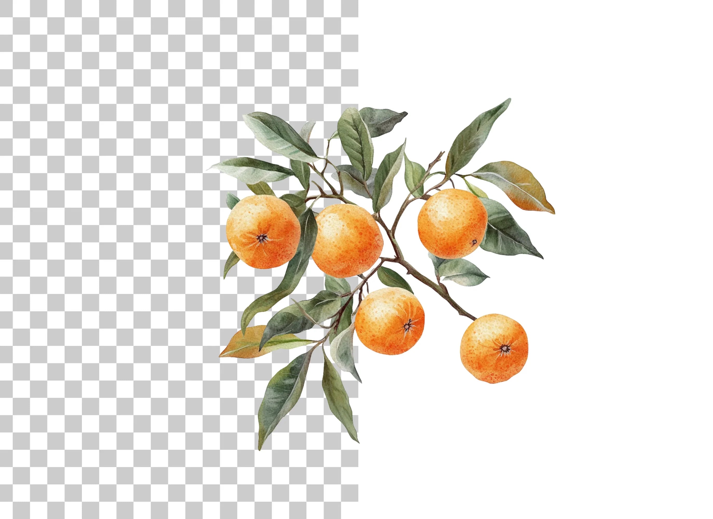 Orange Fruit Branch Clipart Bundle