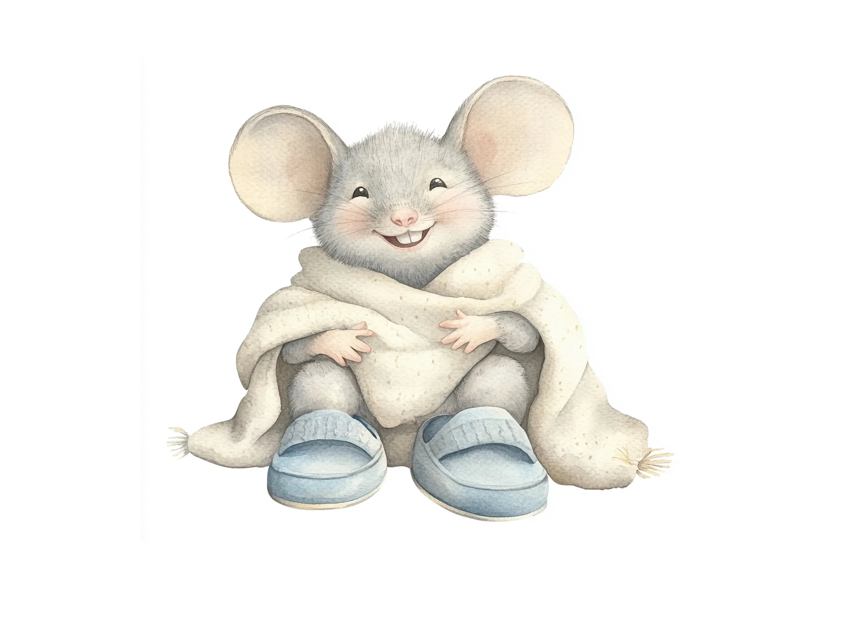 Cozy Mice with Blankets Slippers Clipart Bundle