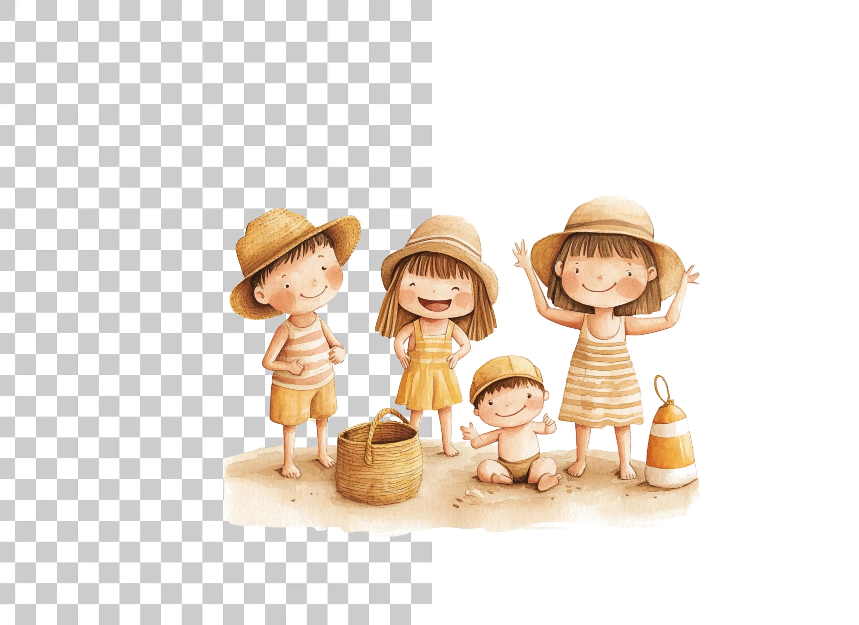 Happy Family Beach Day Clipart Bundle