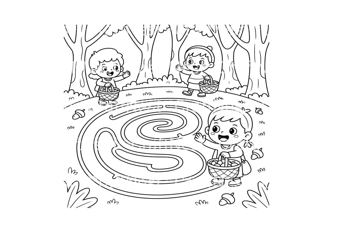 Autumn Forest Maze for Kids Coloring Books