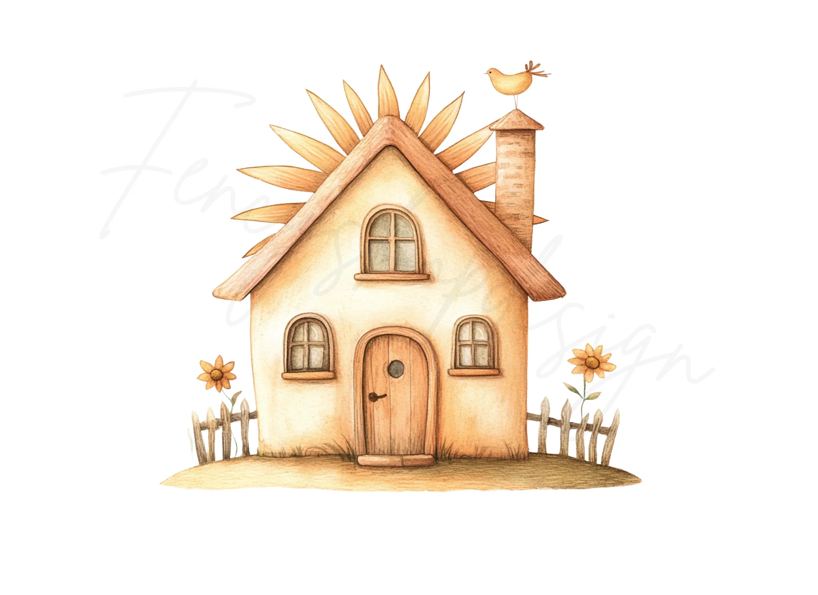 Charming Cottage House Clipart Bundle