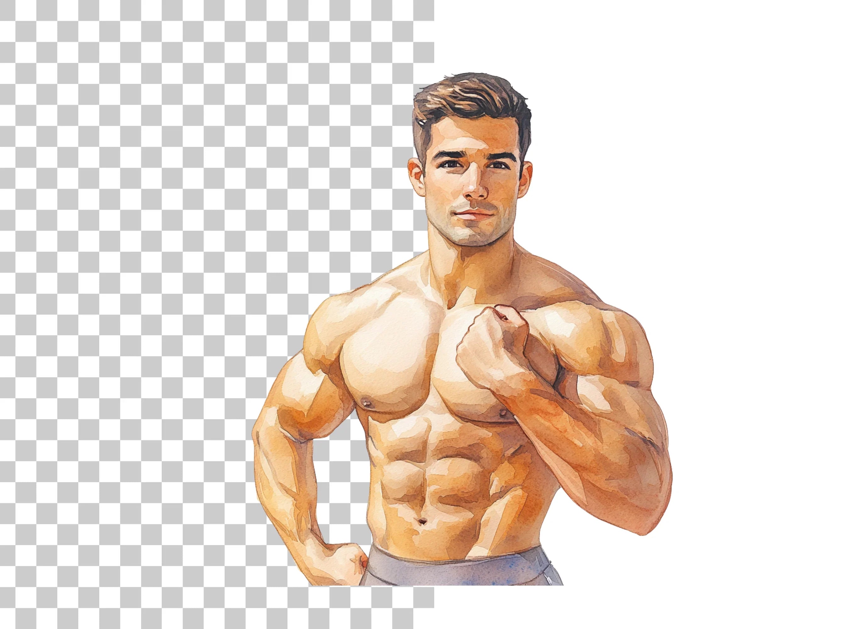 Bodybuilder Flexing Pose Clipart Bundle