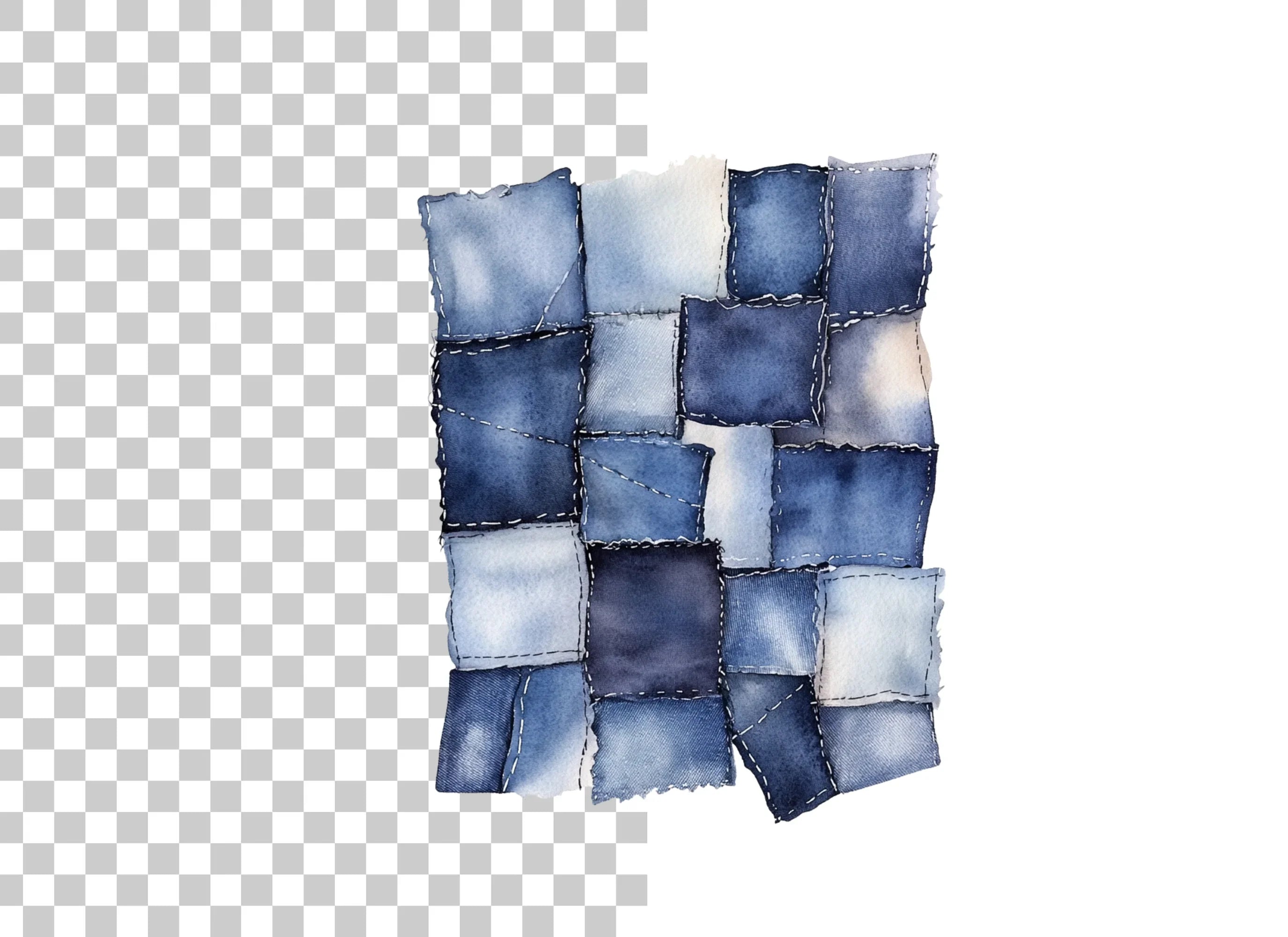 Denim Patchwork Clipart Bundle