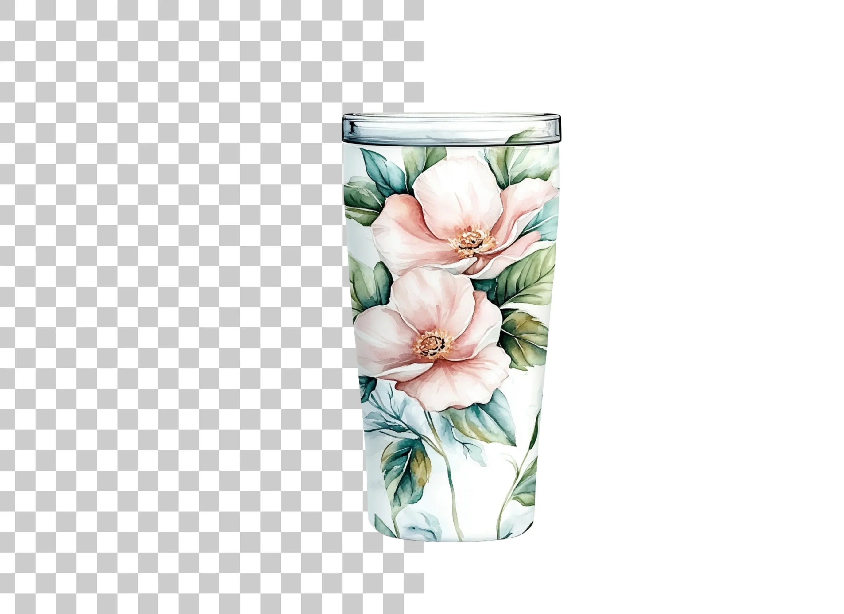 Elegant Pink Floral Tumbler Clipart Bundle
