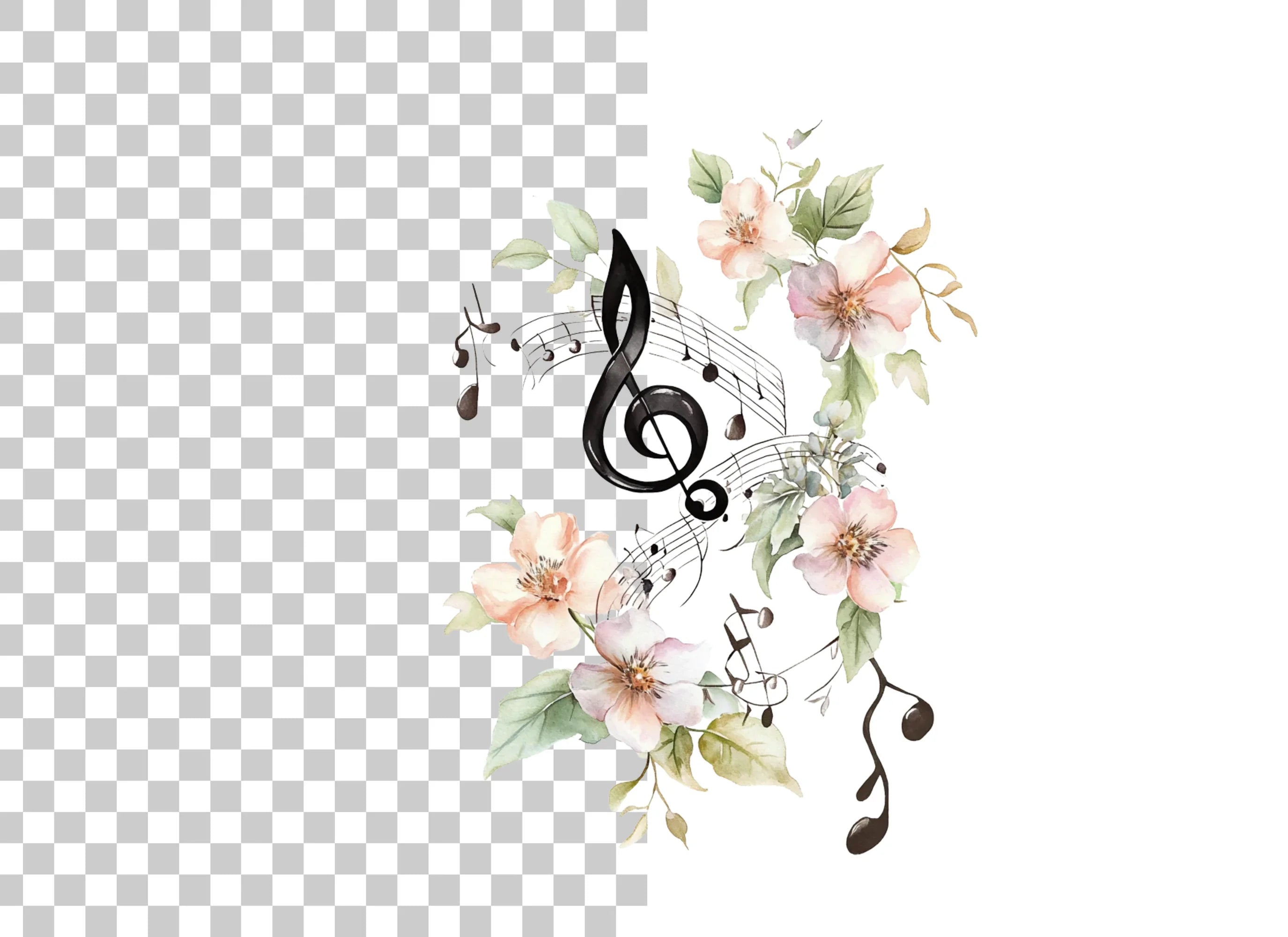 Floral Music Notes Clipart Bundle