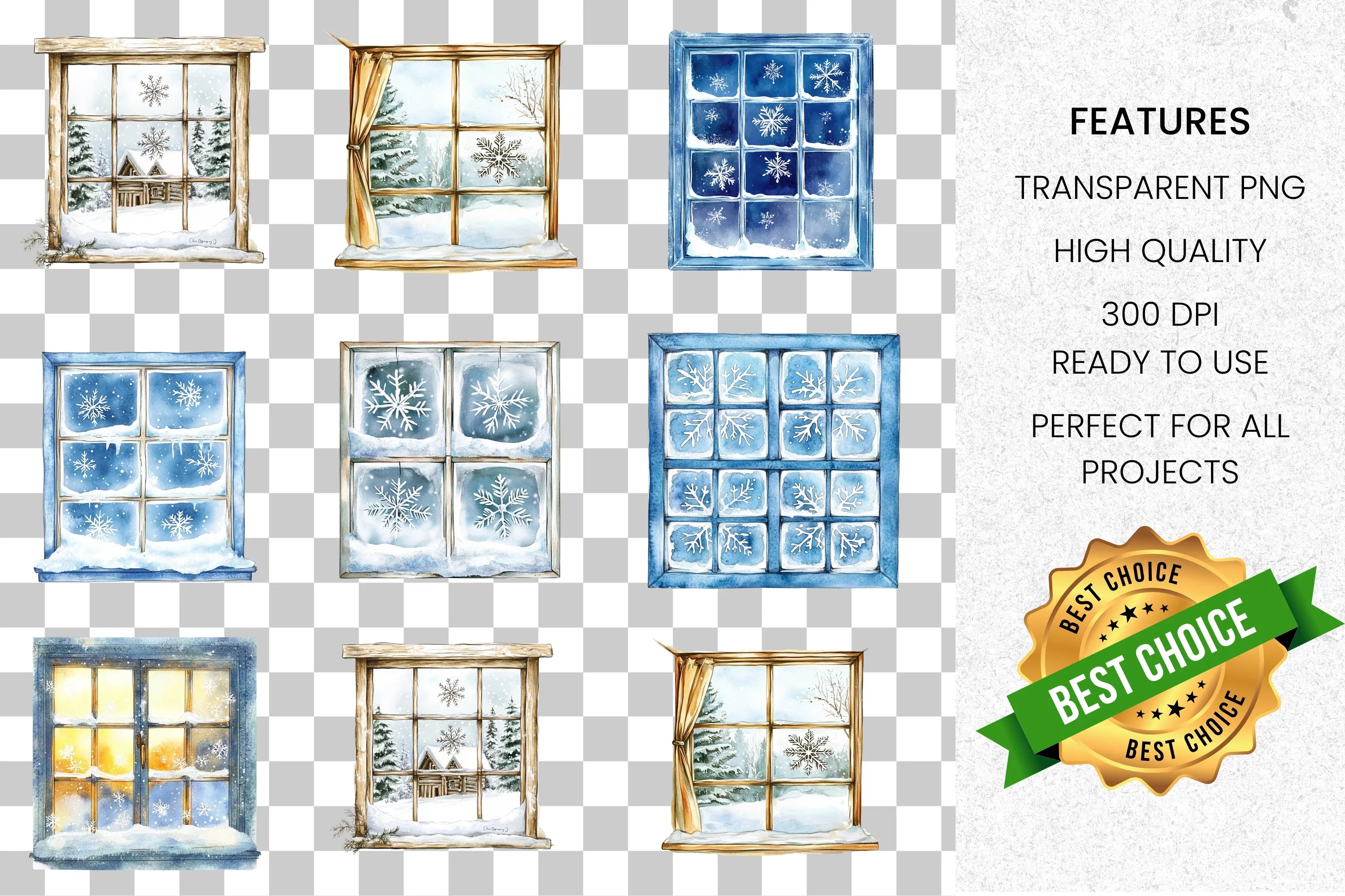 Winter Window Clipart Bundle