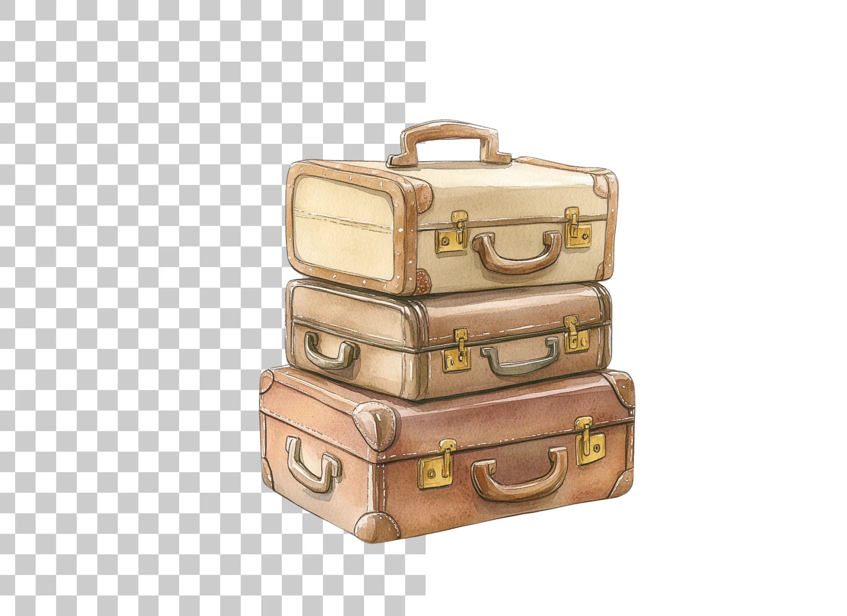 Vintage Suitcase Stack Clipart Bundle