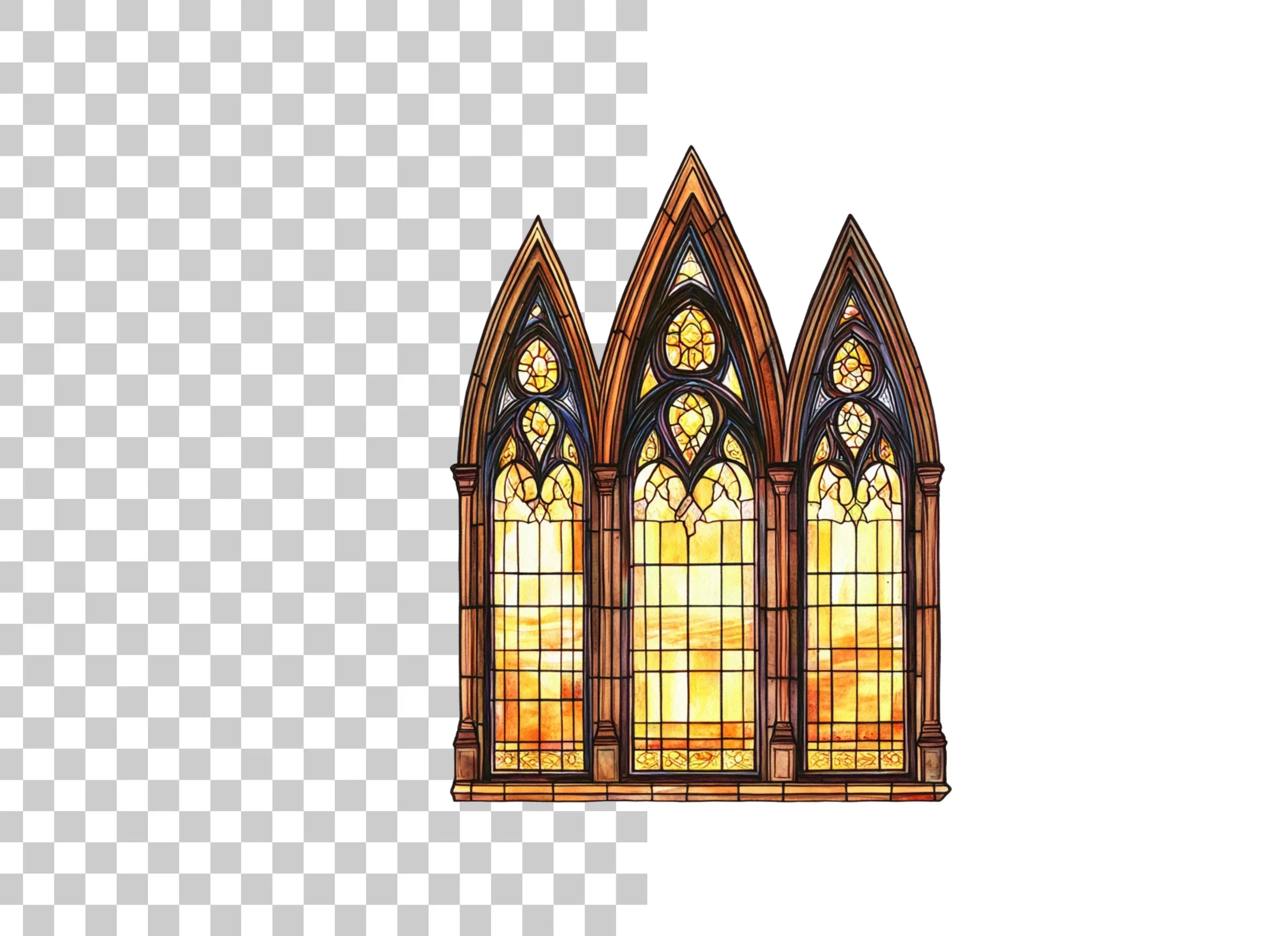 Gothic Stained Glass Window Clipart Bundle