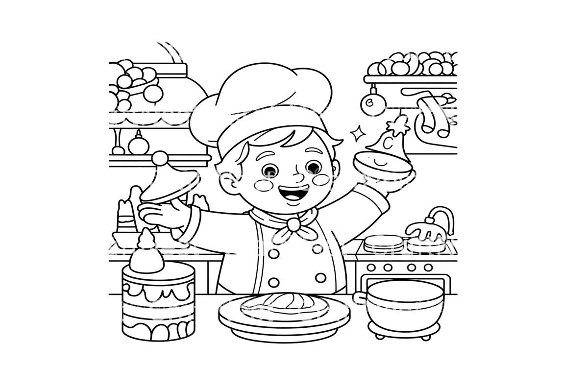 Christmas Chef Gingerbread House Fun Coloring Books