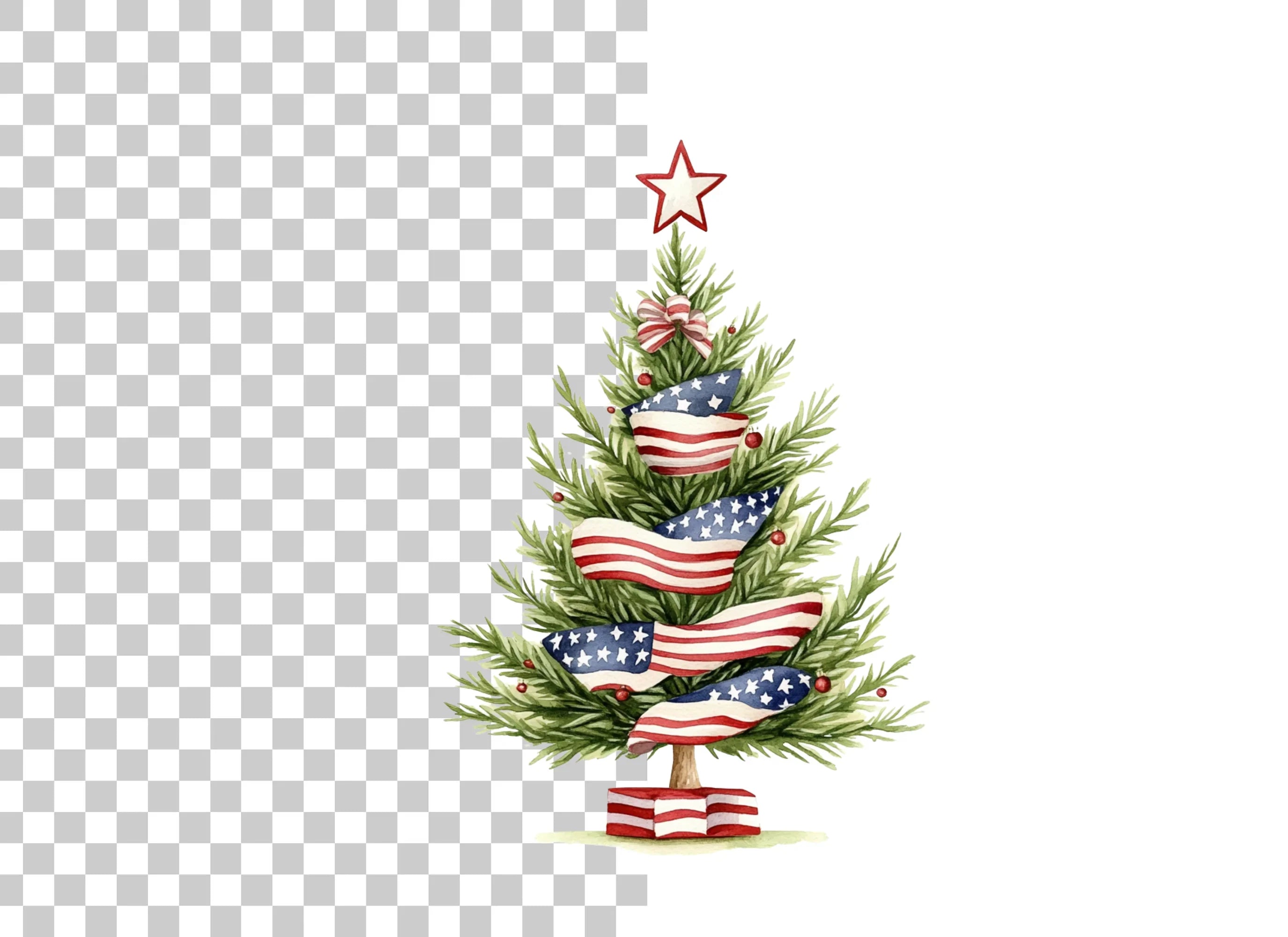 Patriotic Christmas Tree Clipart Bundle