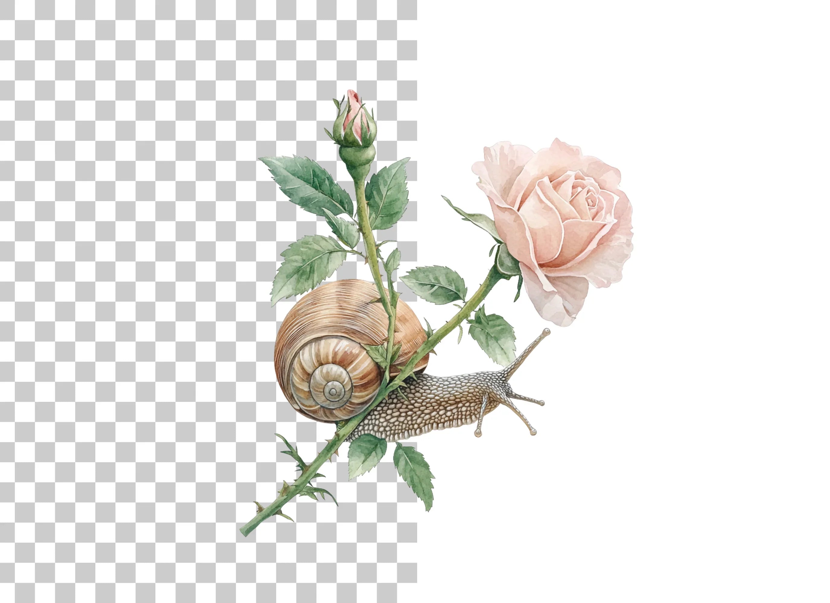 Snails and Flowers Clipart Bundle