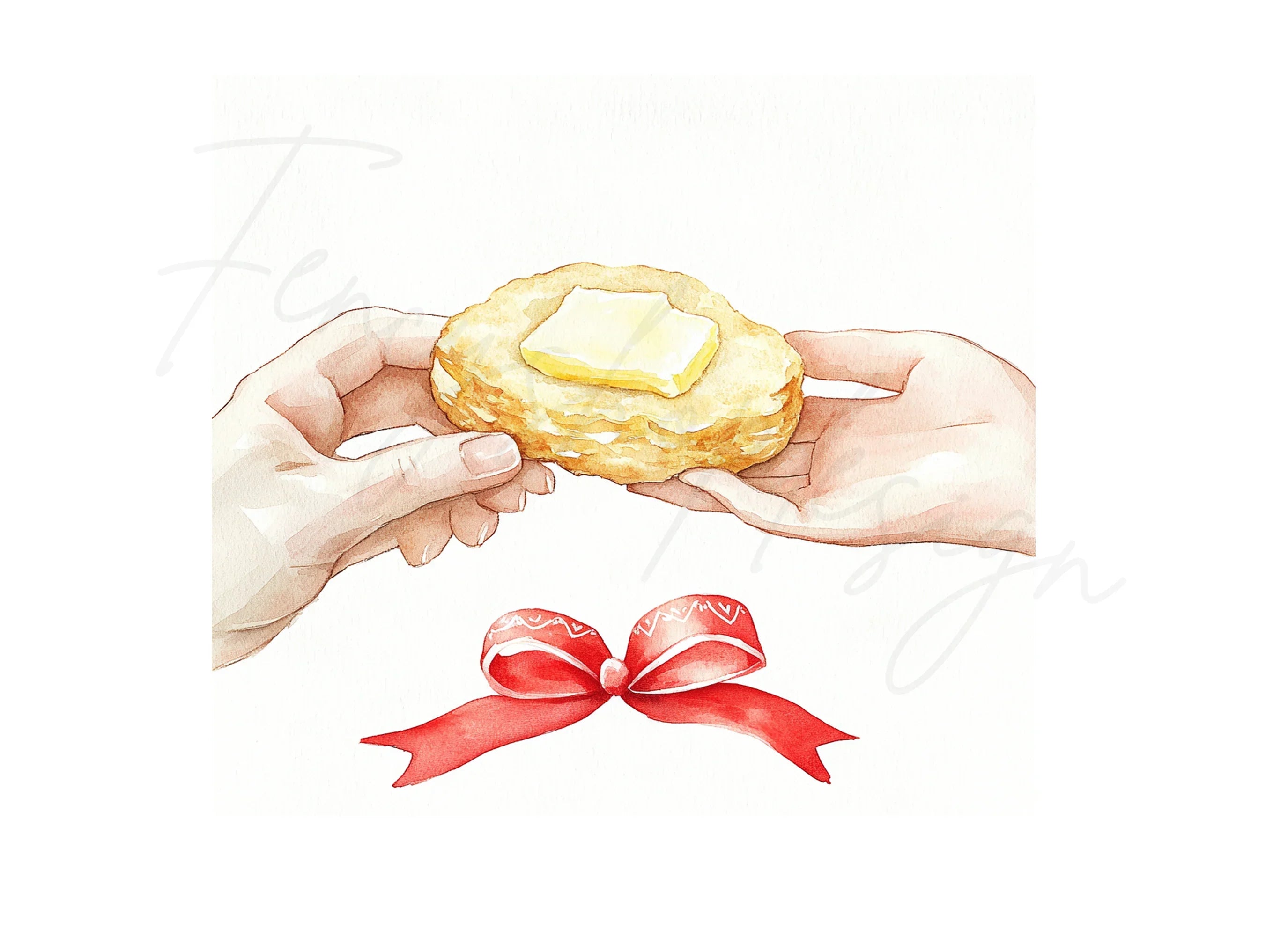 Hands Holding Biscuits with Ribbons Clipart Bundle