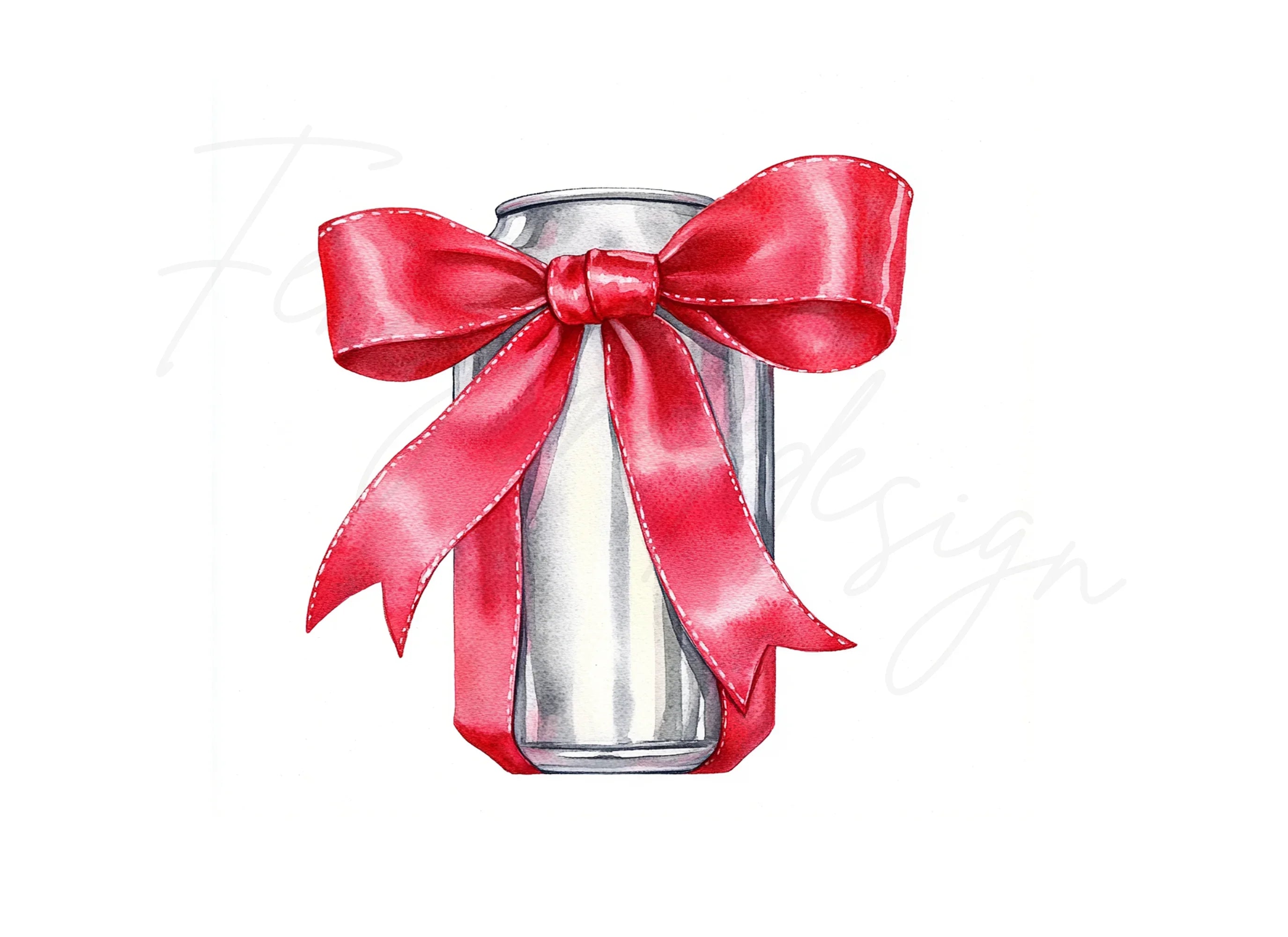 Red Bow on Silver Can Clipart Bundle
