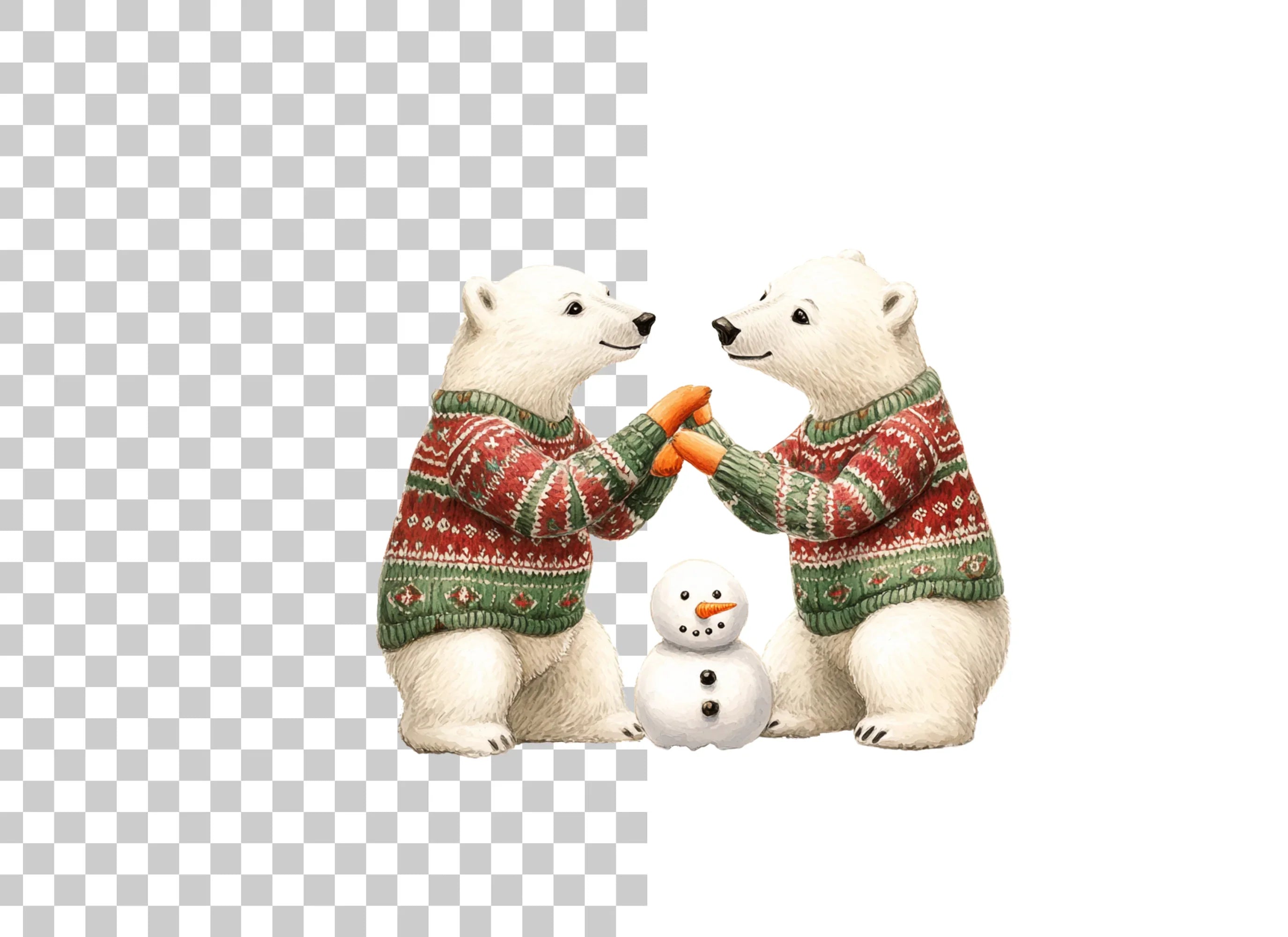Cute Polar Bears Christmas Clipart Bundle