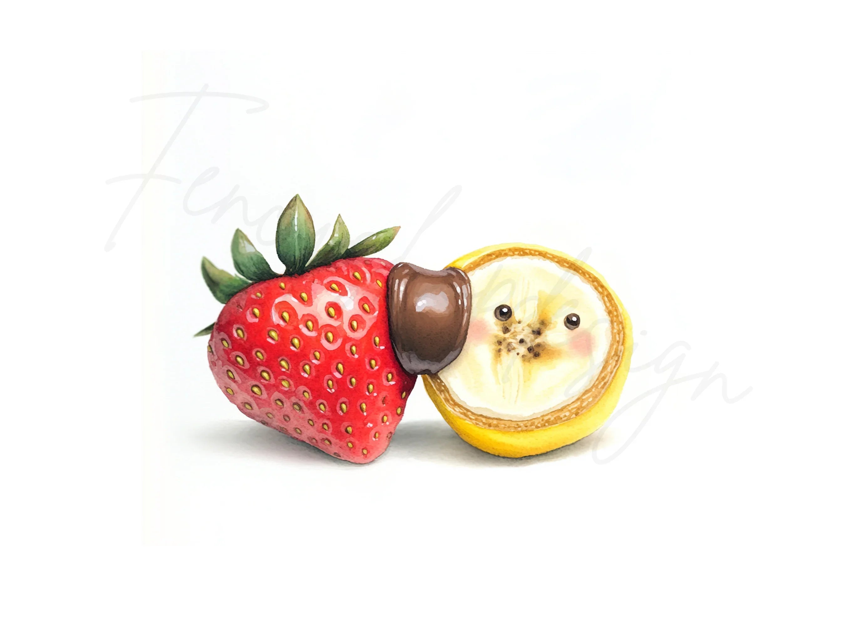 Strawberry Banana Chocolate Dip Clipart Bundle