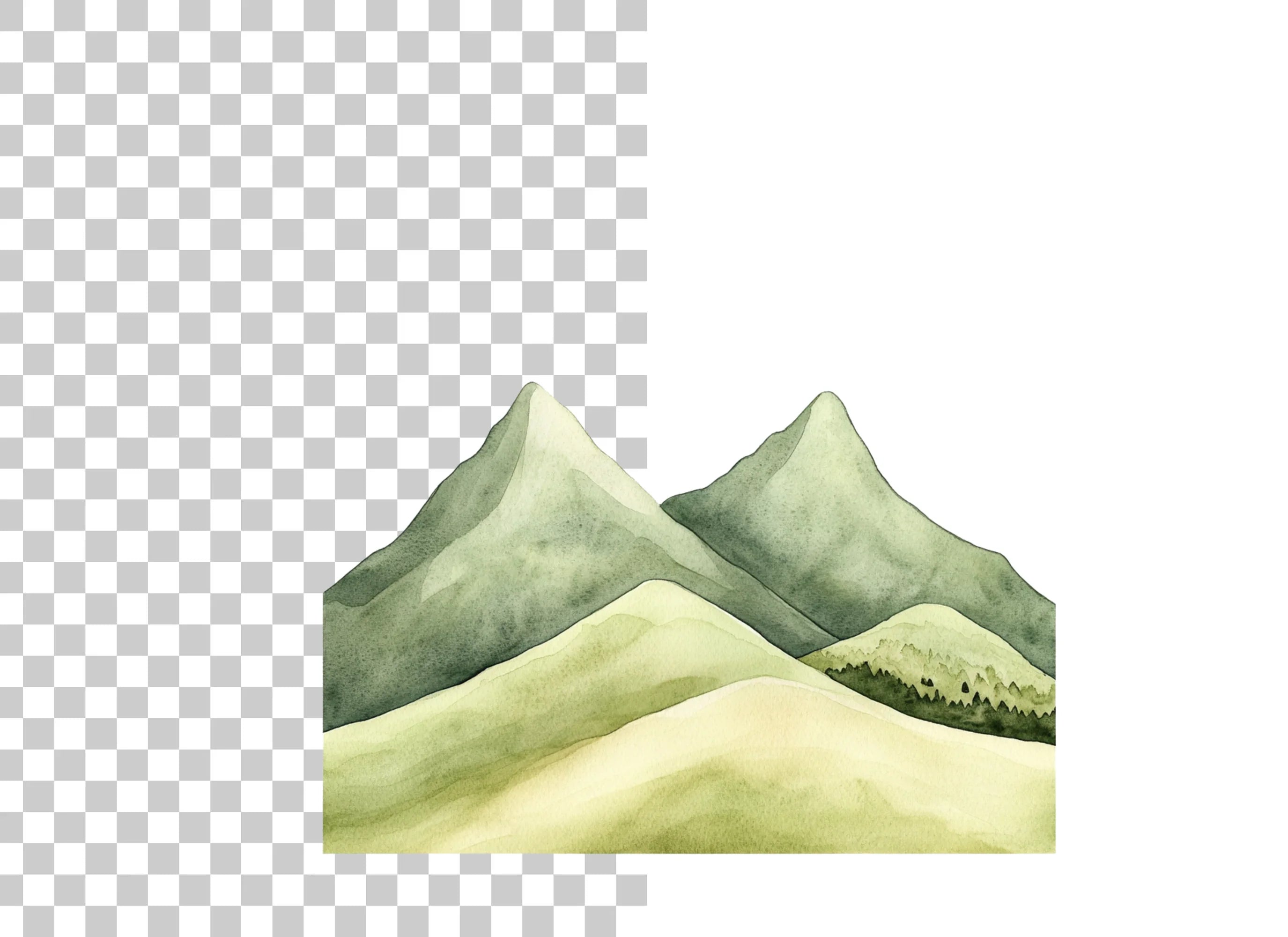Green Mountain Landscape Clipart Bundle