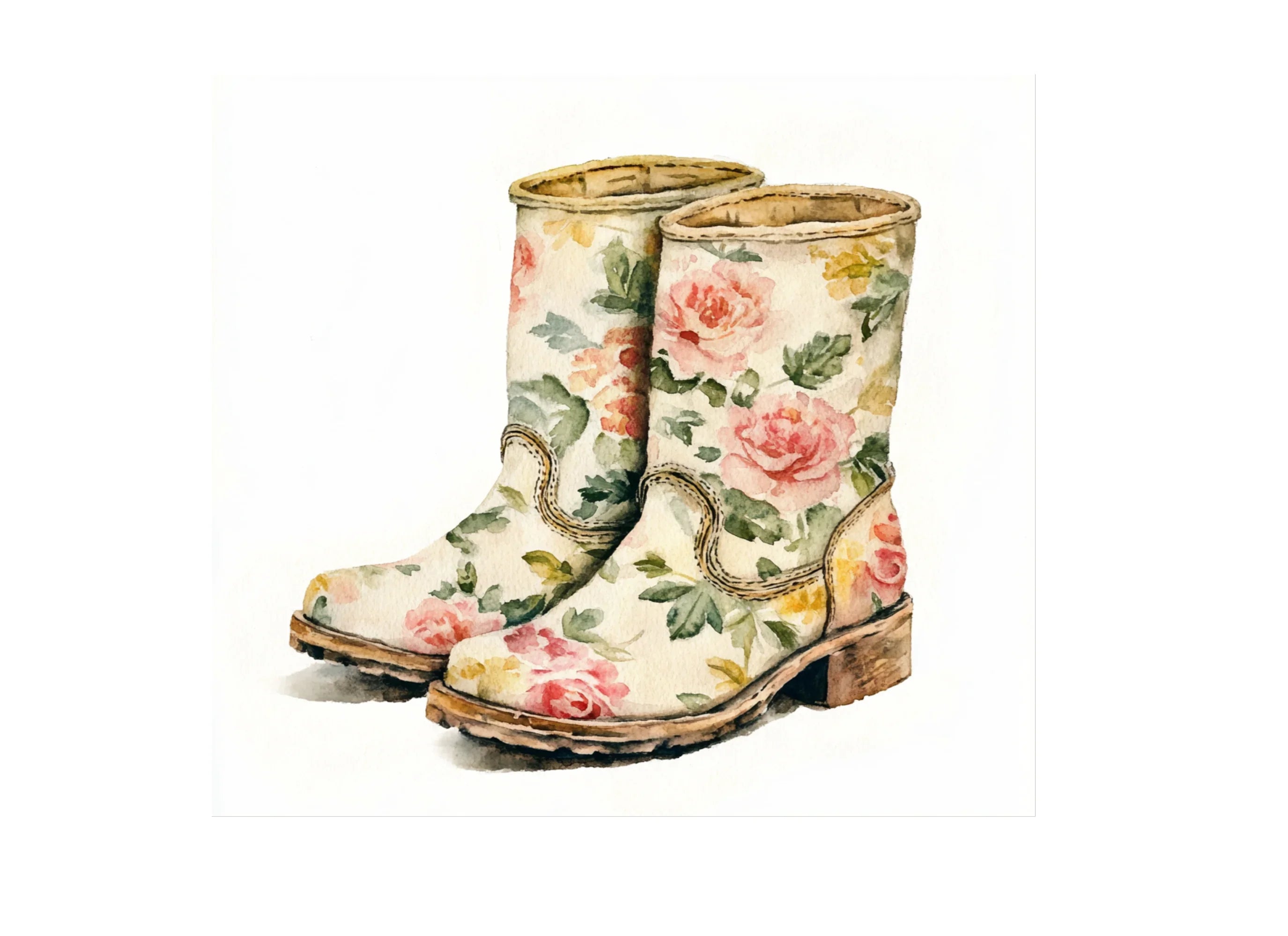 Vibrant Floral Rain Boots Clipart Bundle