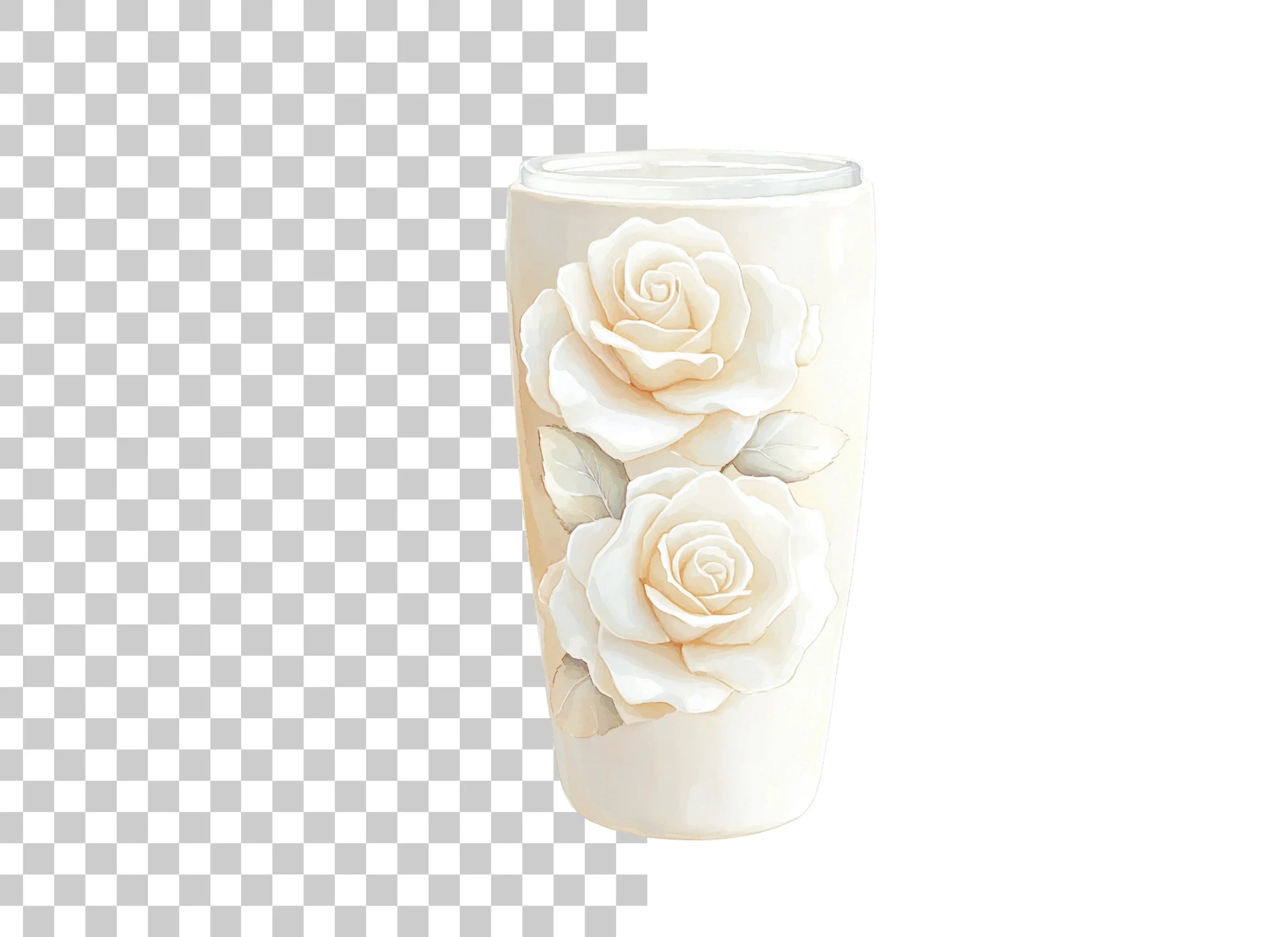 Elegant White Rose Tumbler Clipart Bundle