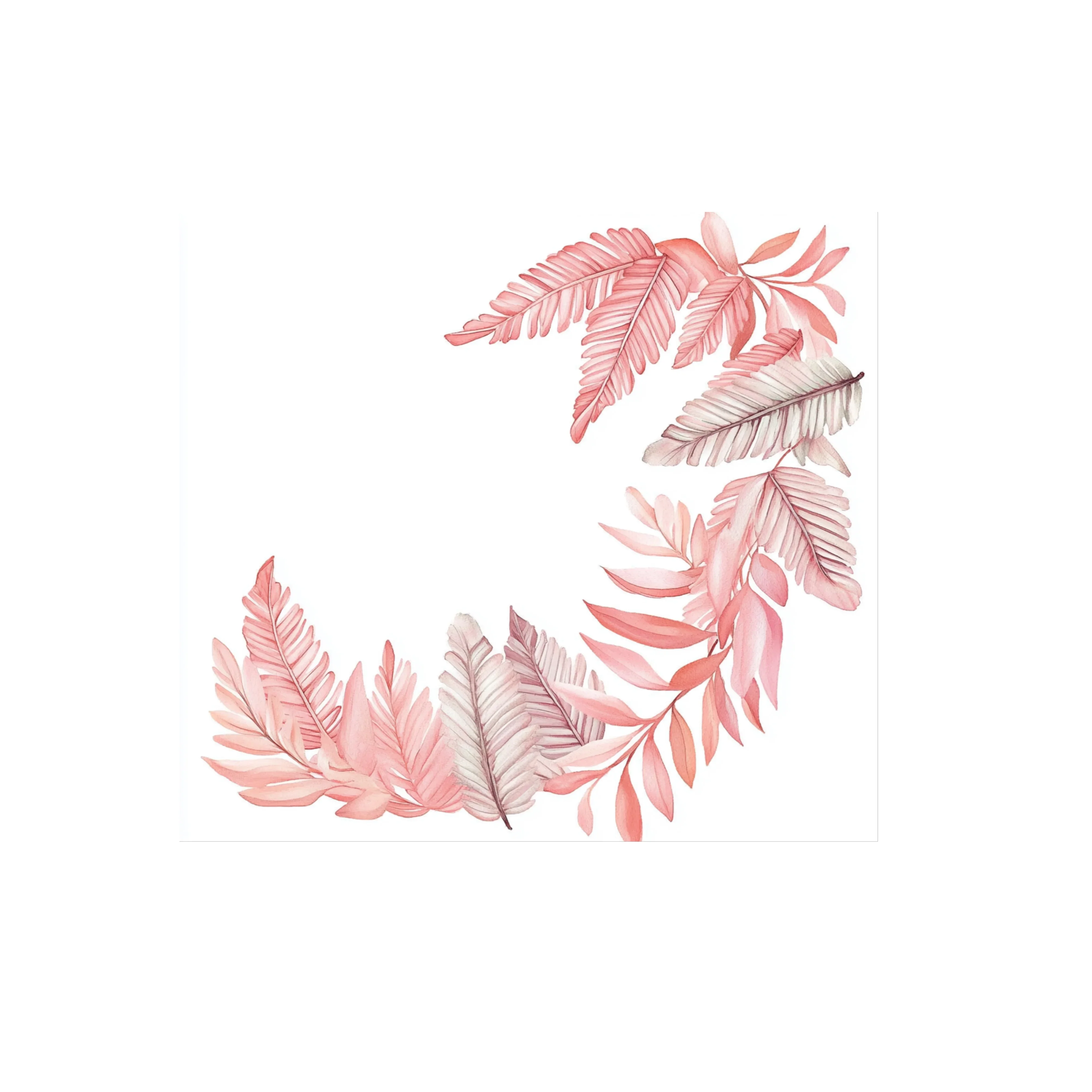 Pink Tropical Leaves Clipart Bundle