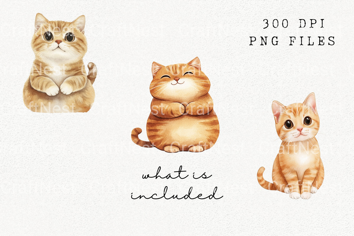 Cute Sitting Ginger Kitten Clipart Bundle