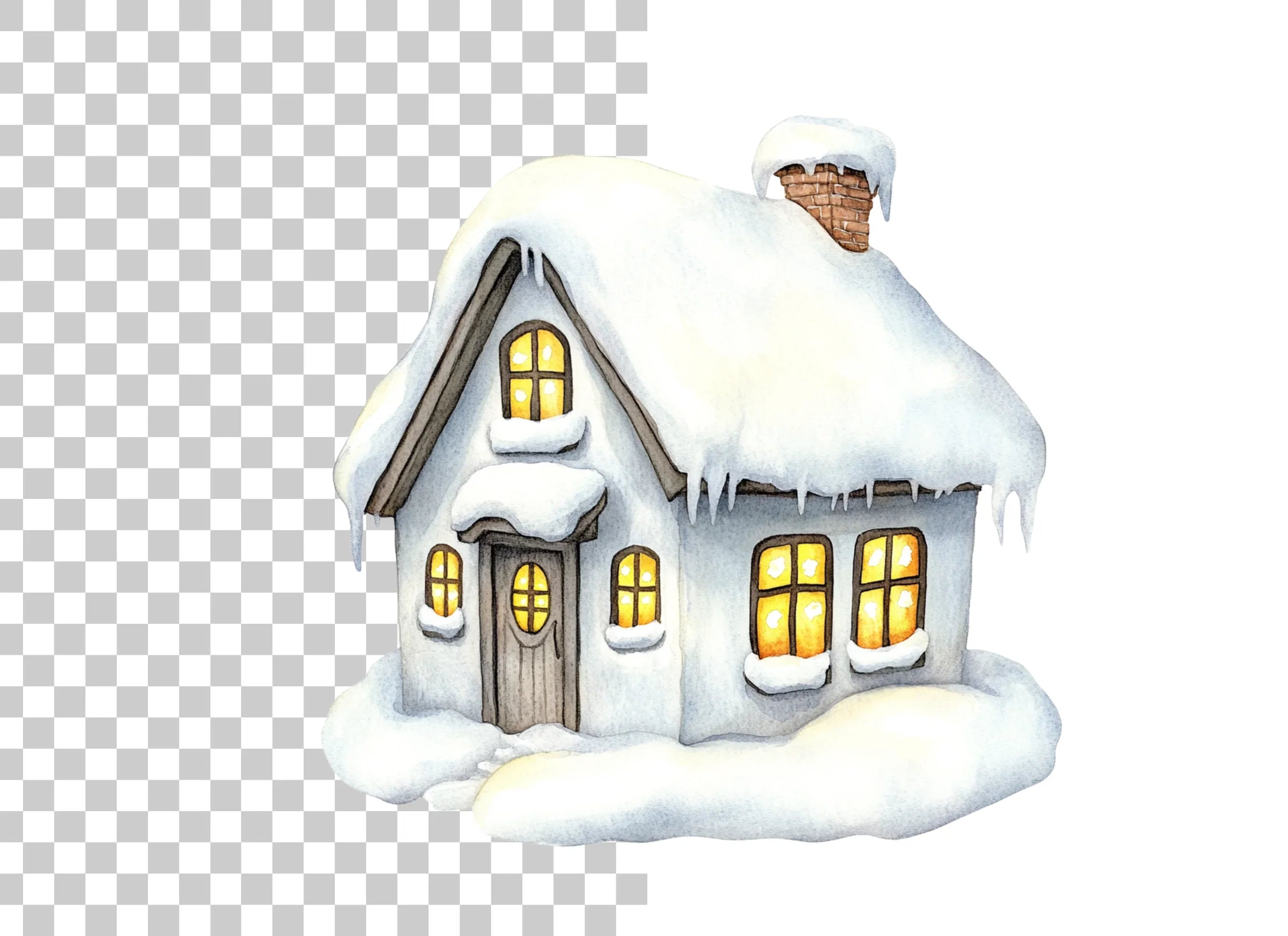 Winter Houses Clipart Bundle