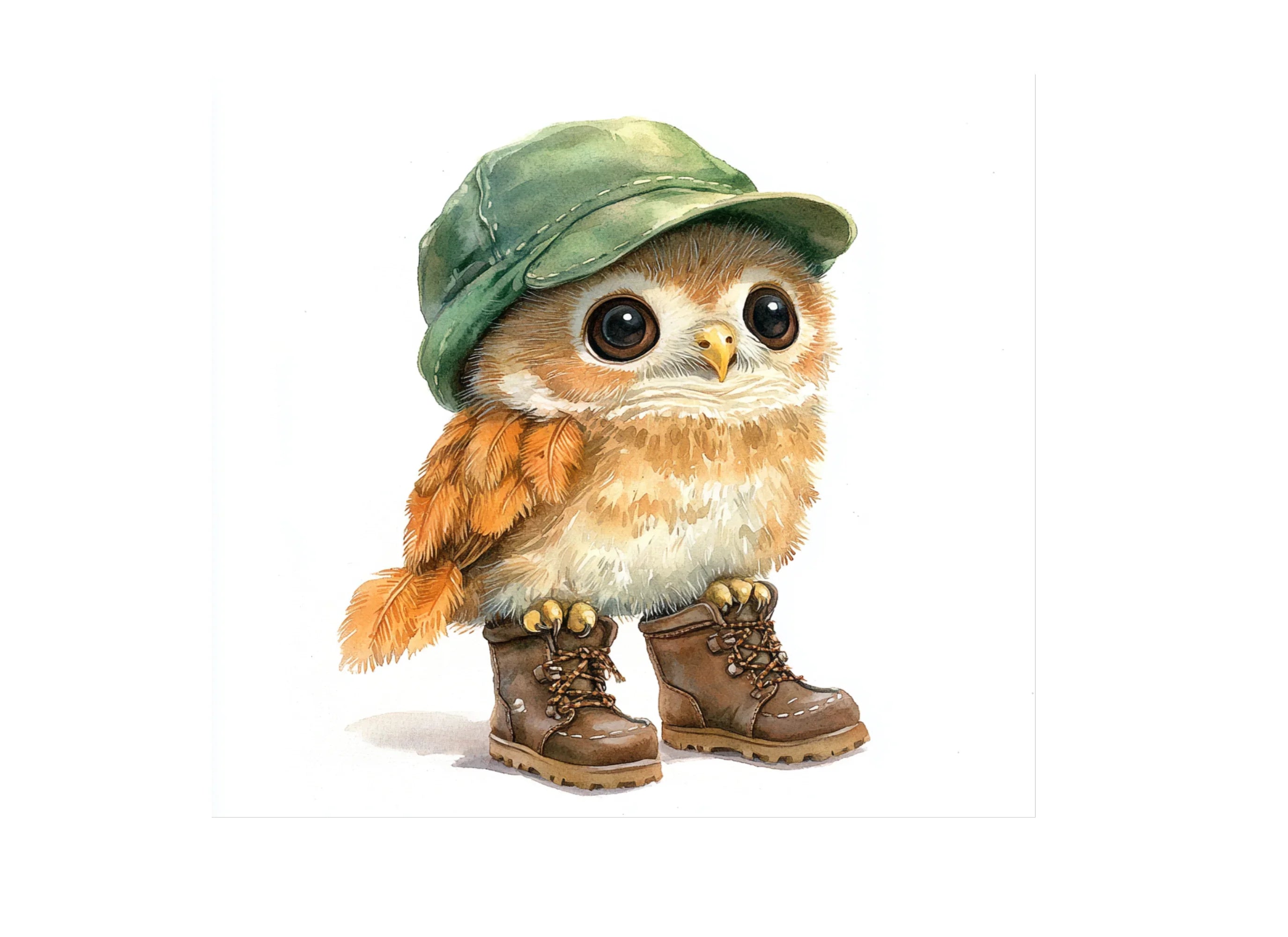 Baby Owls in Hats and Boots Clipart Bundle