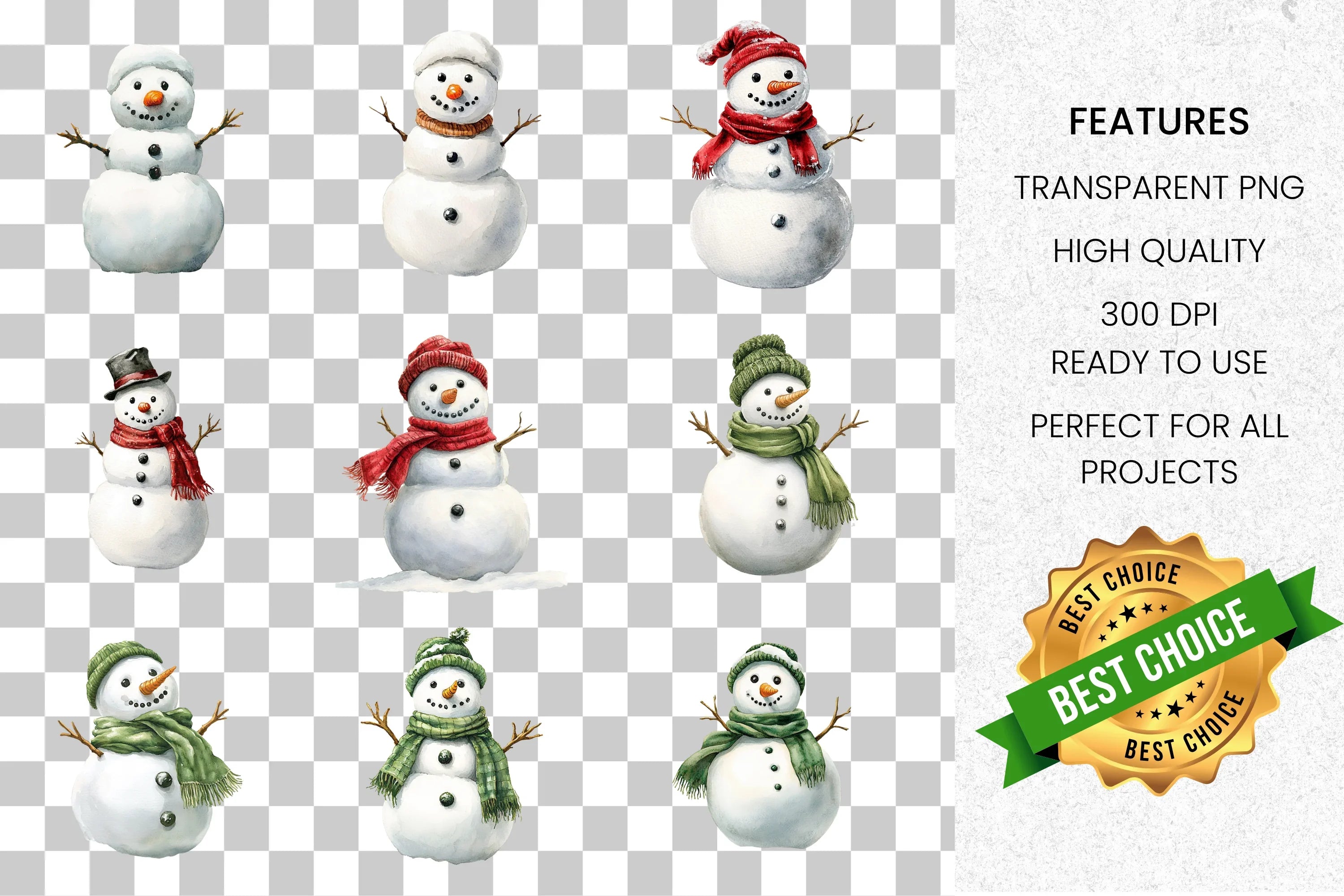 Charming Snowmen Clipart Bundle