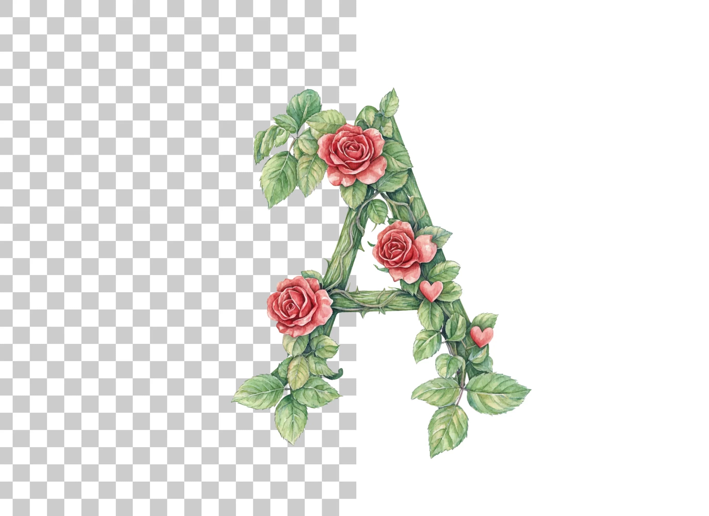 Floral Rose Letter Clipart Bundle