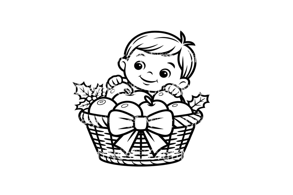 Christmas and Fruit Basket Coloring Books