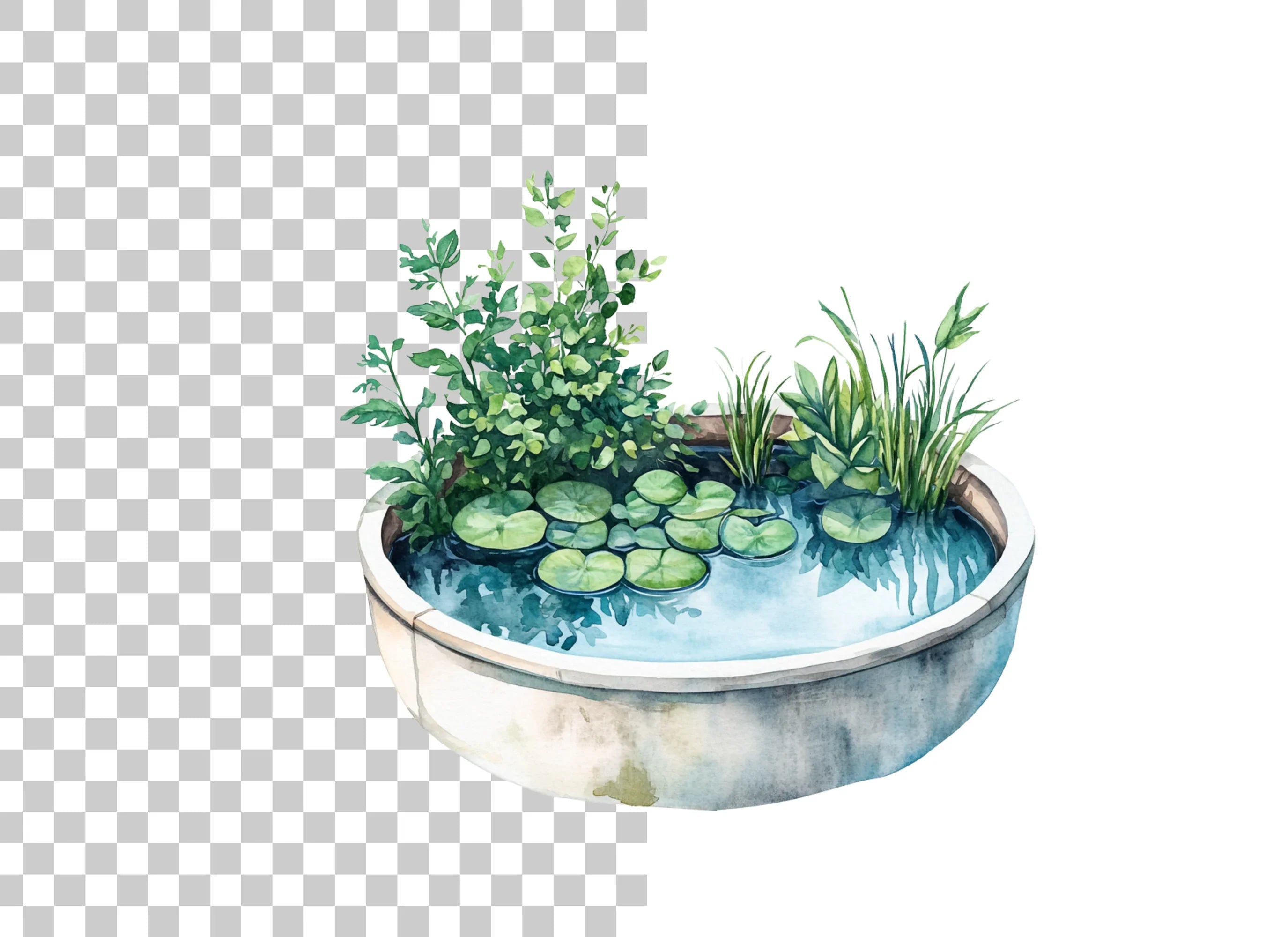 Potted Lily Pad Clipart Bundle