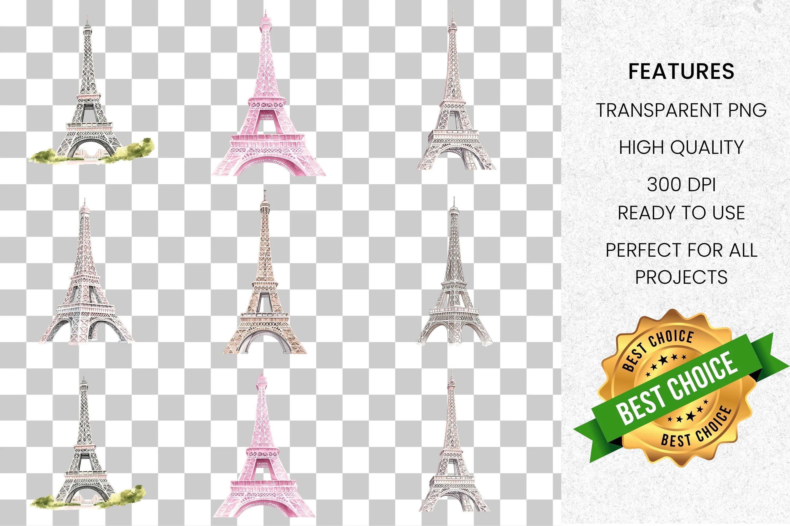 Eiffel Tower Clipart Bundle