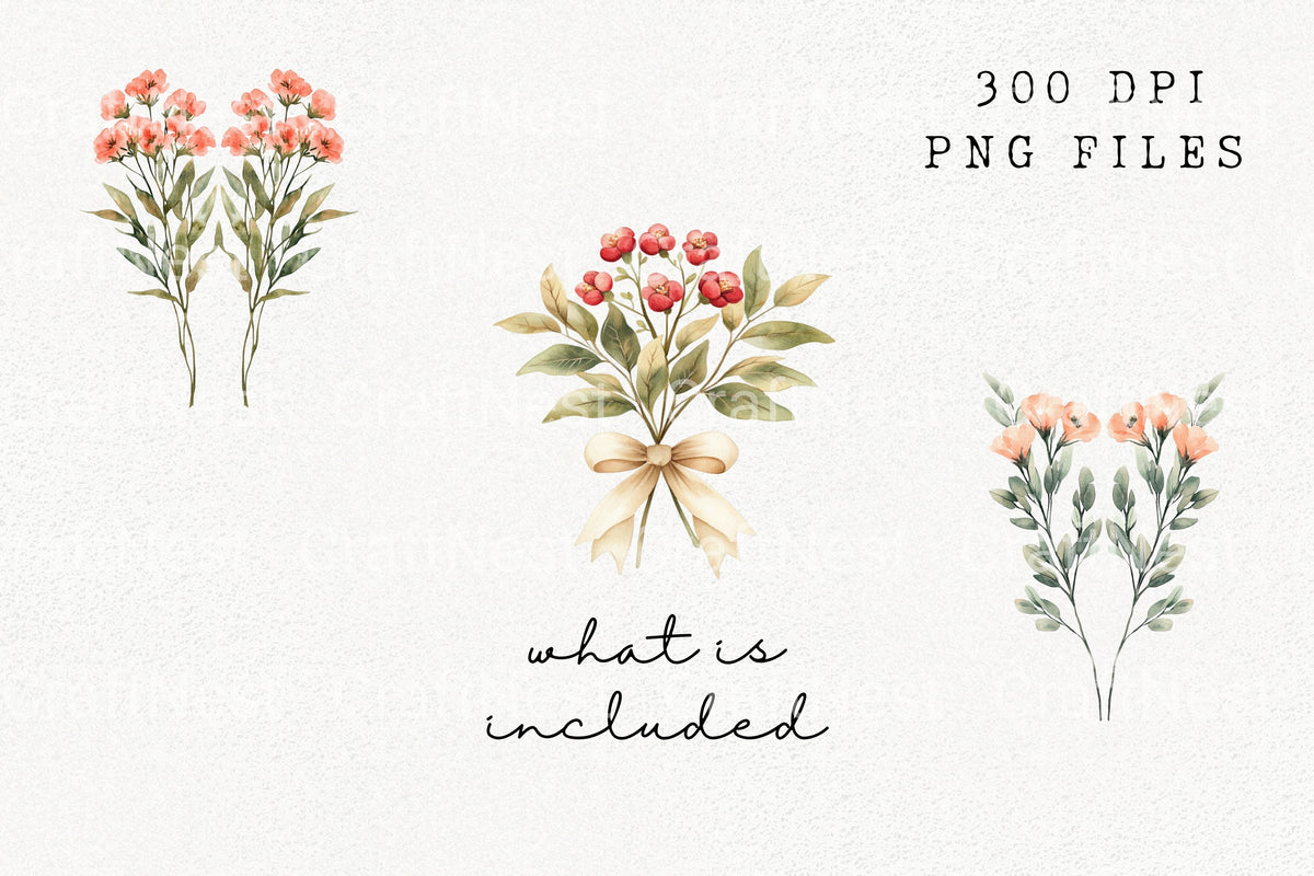 Wildflower Bouquet Clipart Bundle