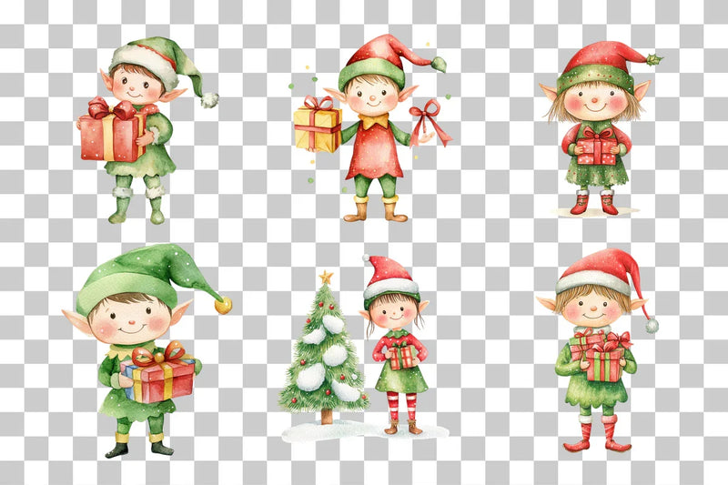 Cute Elf with Gift Clipart Bundle - CraftNest - Digital Crafting and Art