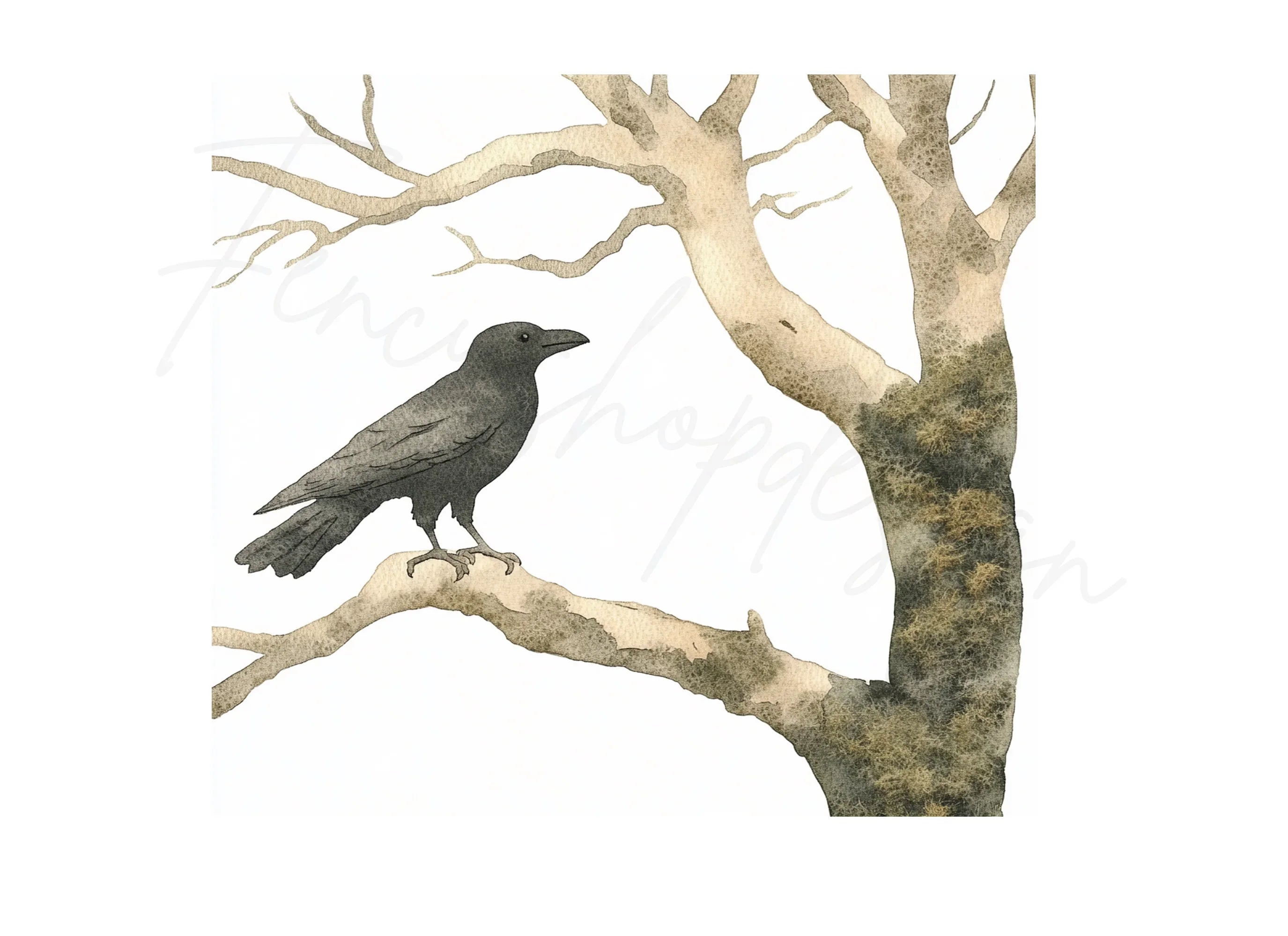 Crows on Bare Branches Clipart Bundle