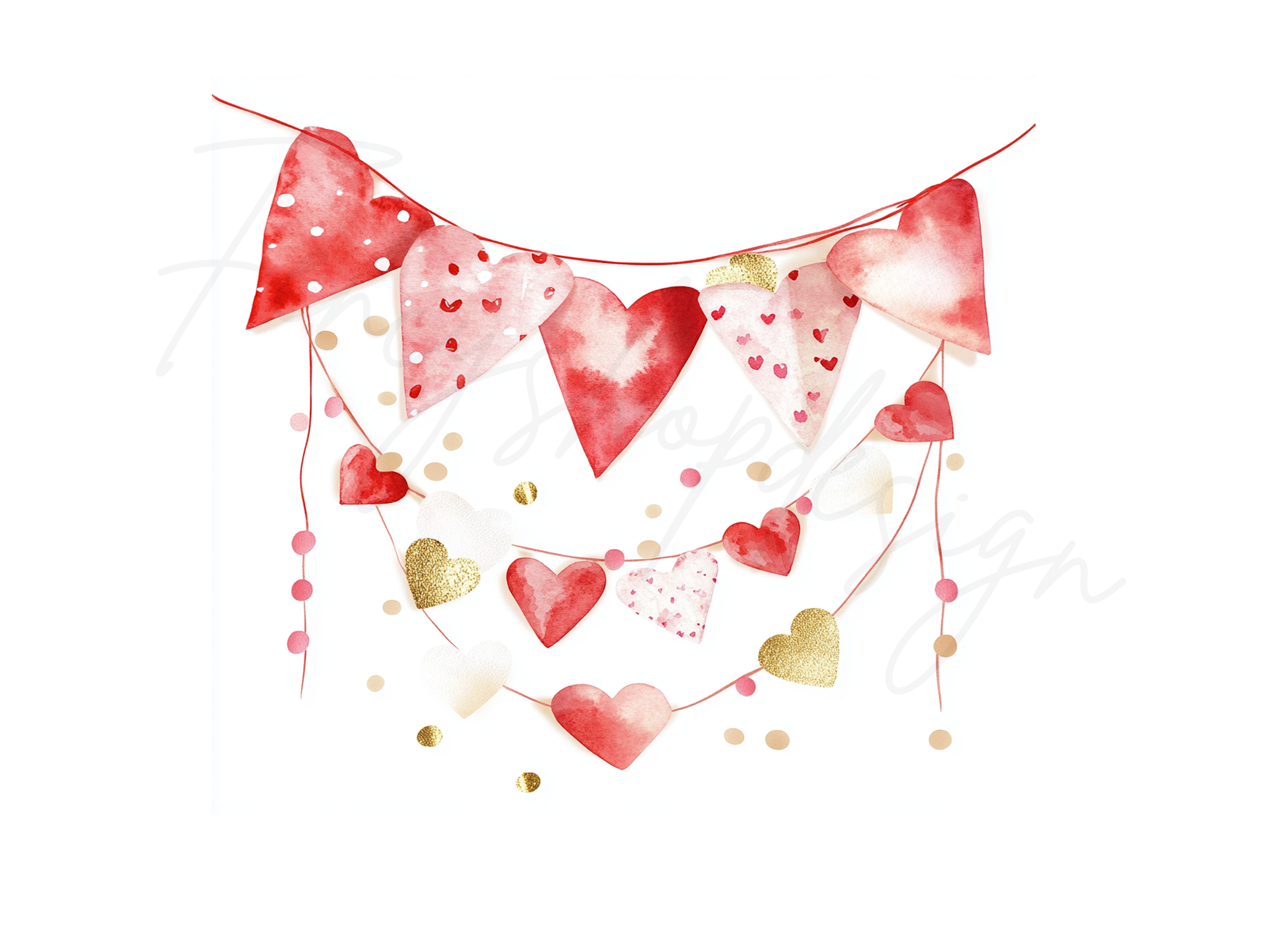 Valentine Heart Banners Clipart Bundle