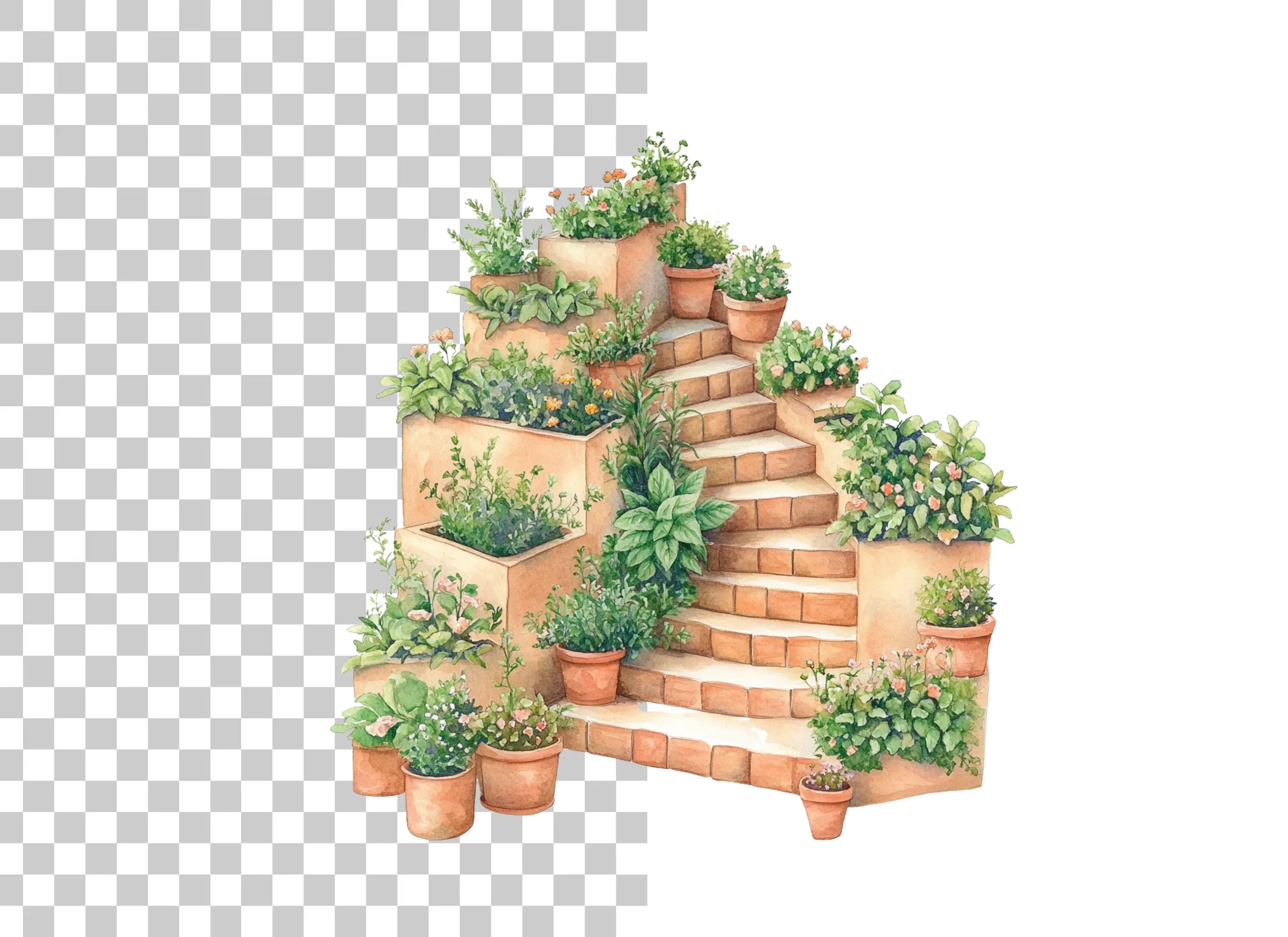 Garden Staircase Clipart Bundle