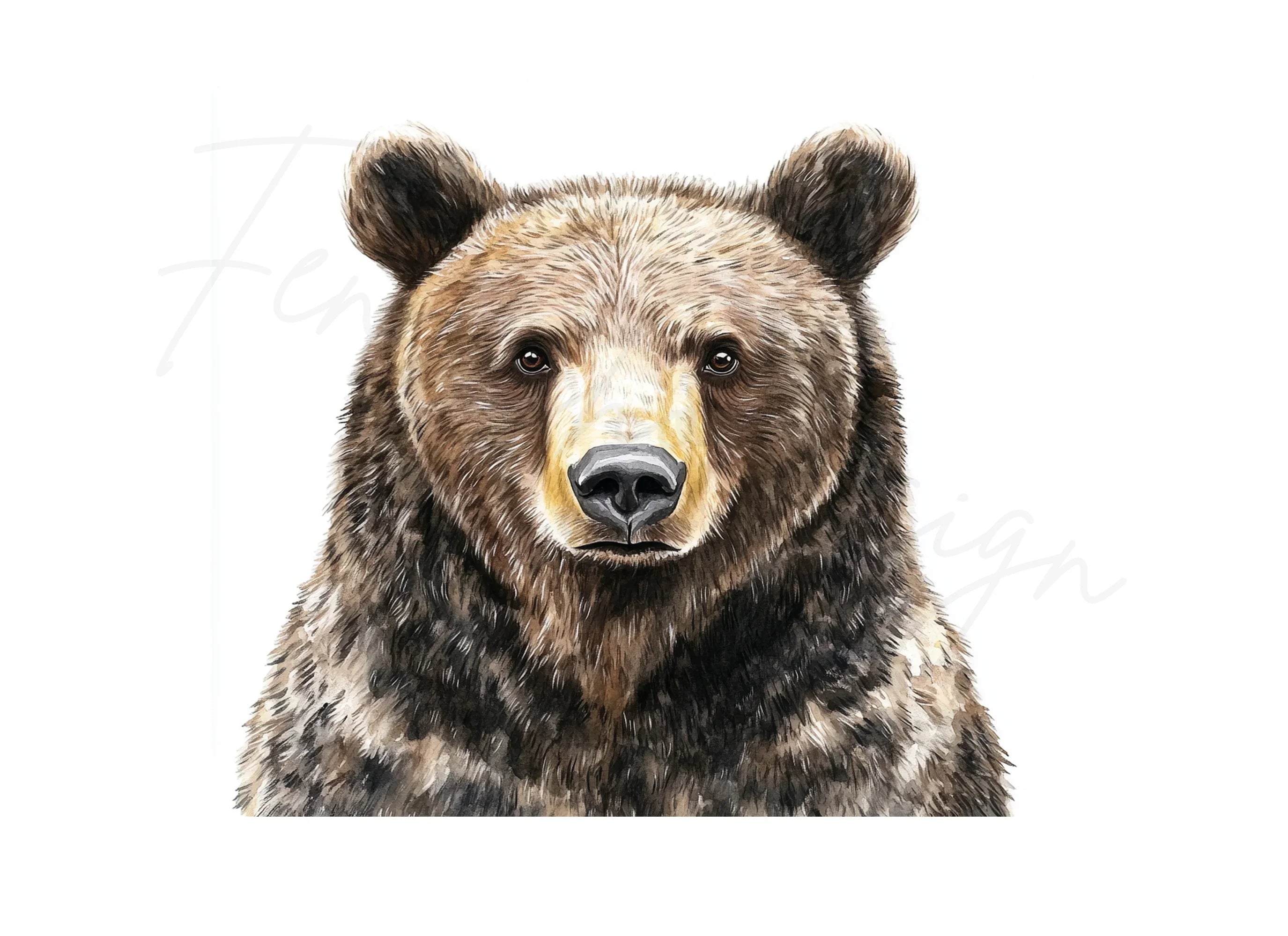 Realistic Brown Bear Head Clipart Bundle