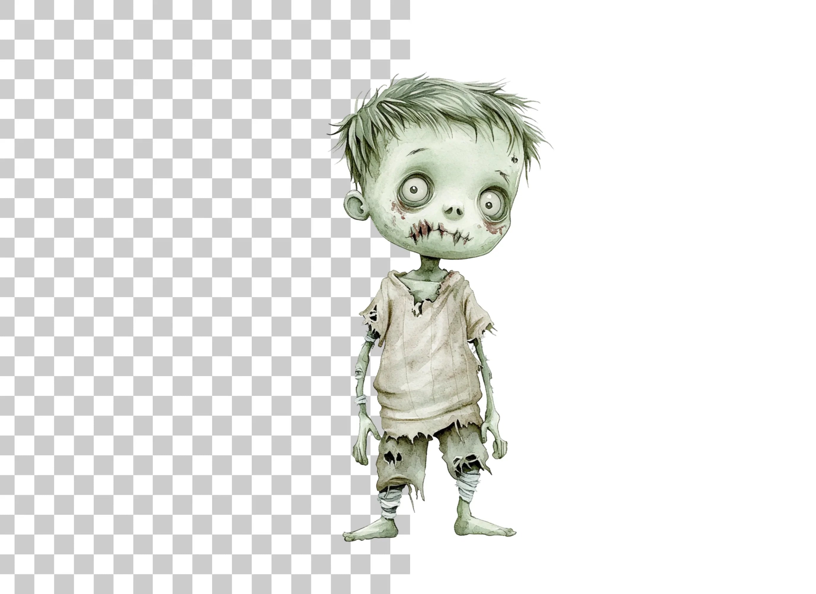 Cute Zombie Boy Clipart Bundle