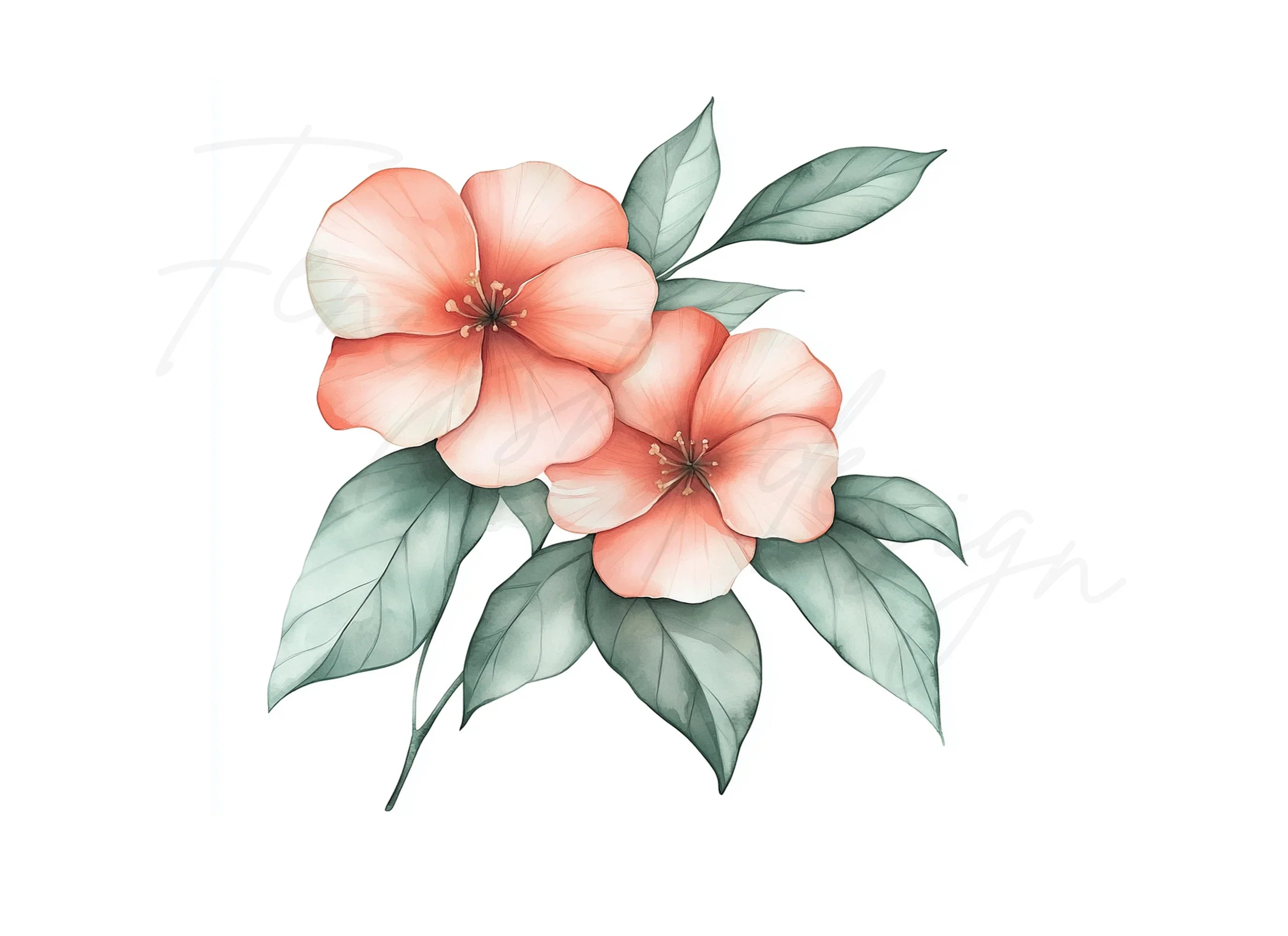 Peach Floral Clipart Bundle