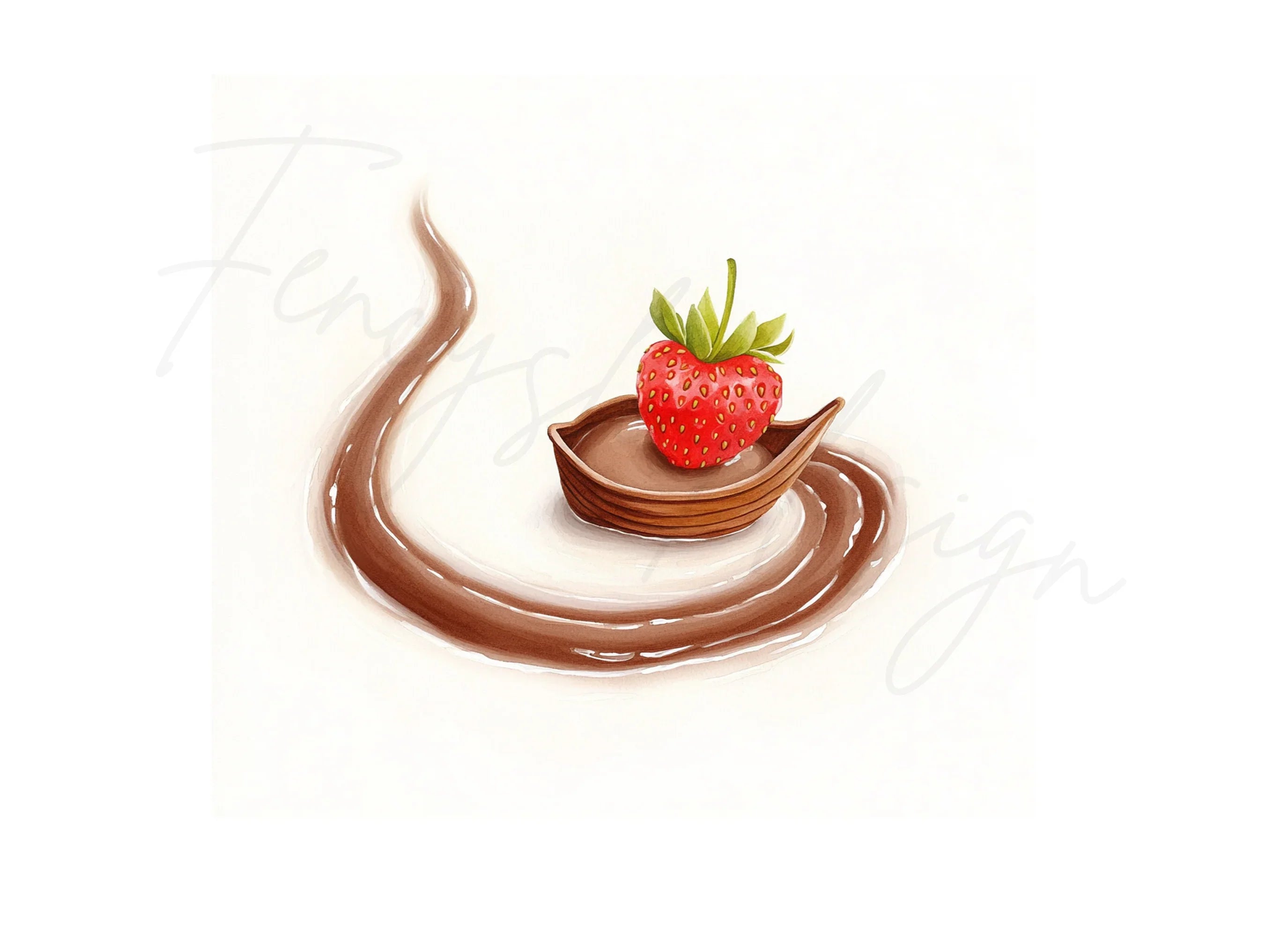 Strawberry Chocolate Boat Clipart Bundle