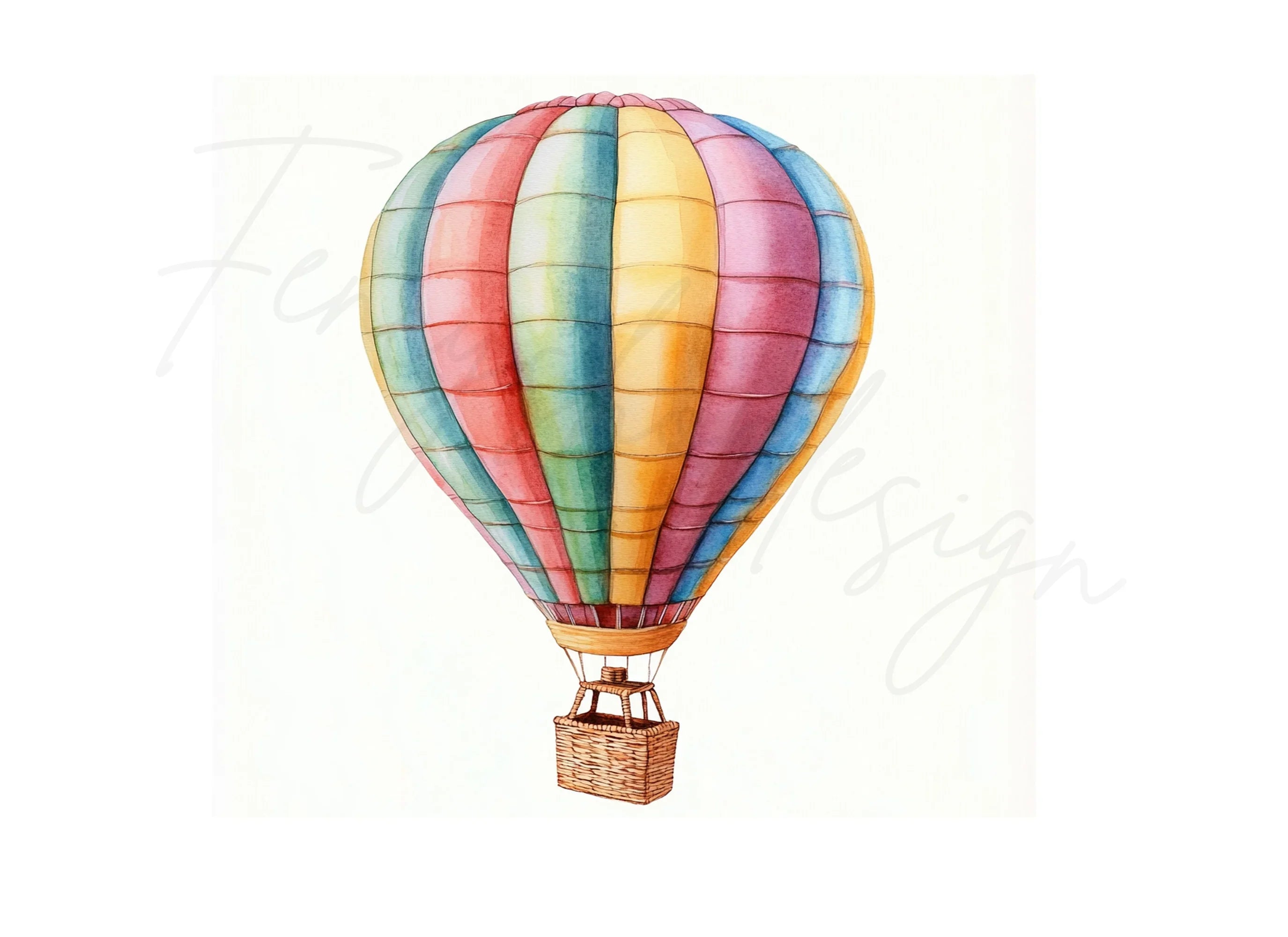 Colorful Hot Air Balloon Clipart Bundle