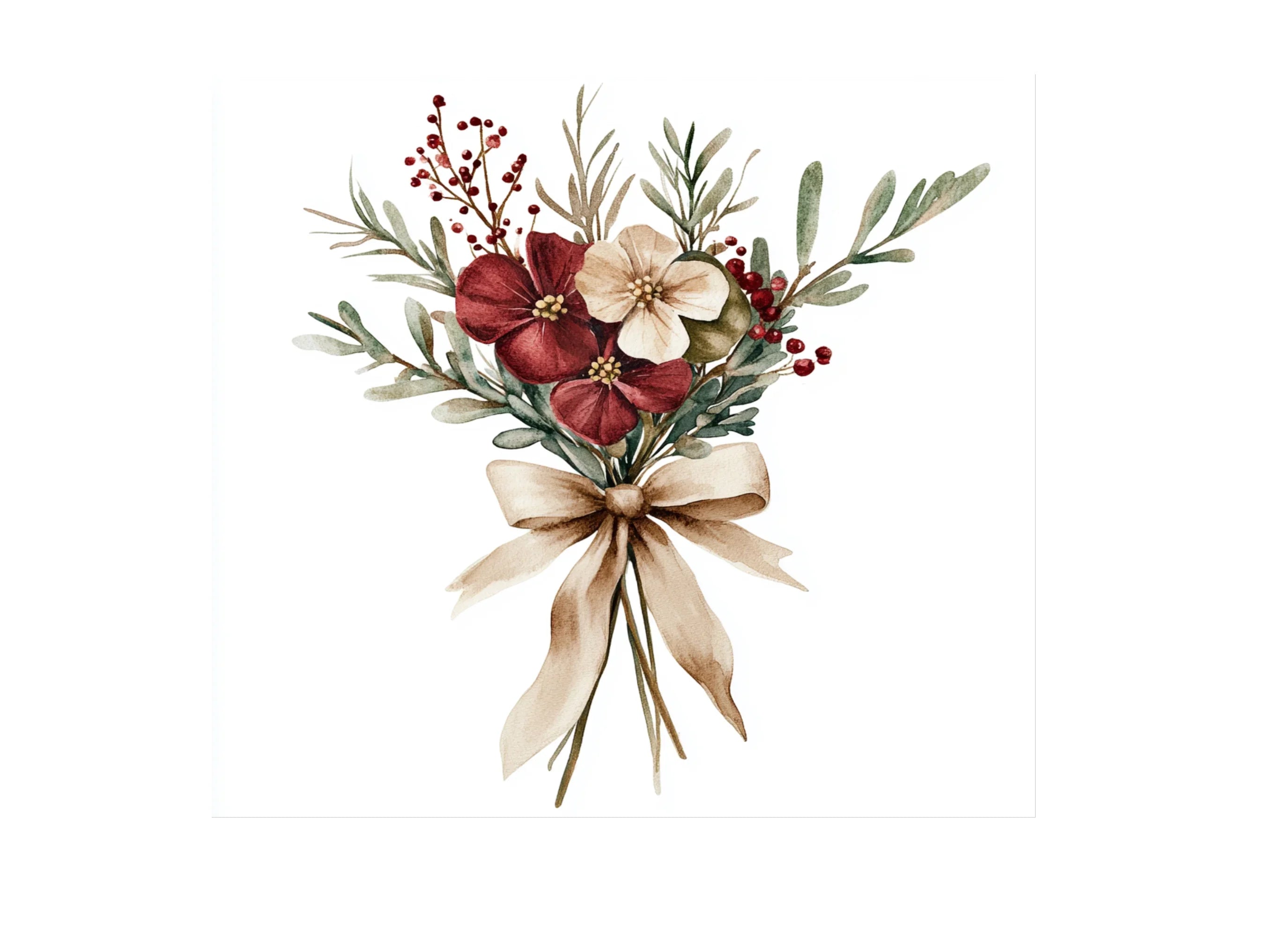 Christmas Floral Bouquets Clipart Bundle