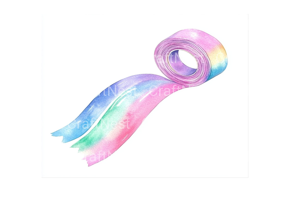Rainbow Washi Tape Graphics Clipart Bundle