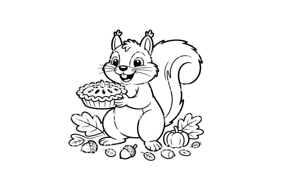 Squirrel with Pie Coloring Books