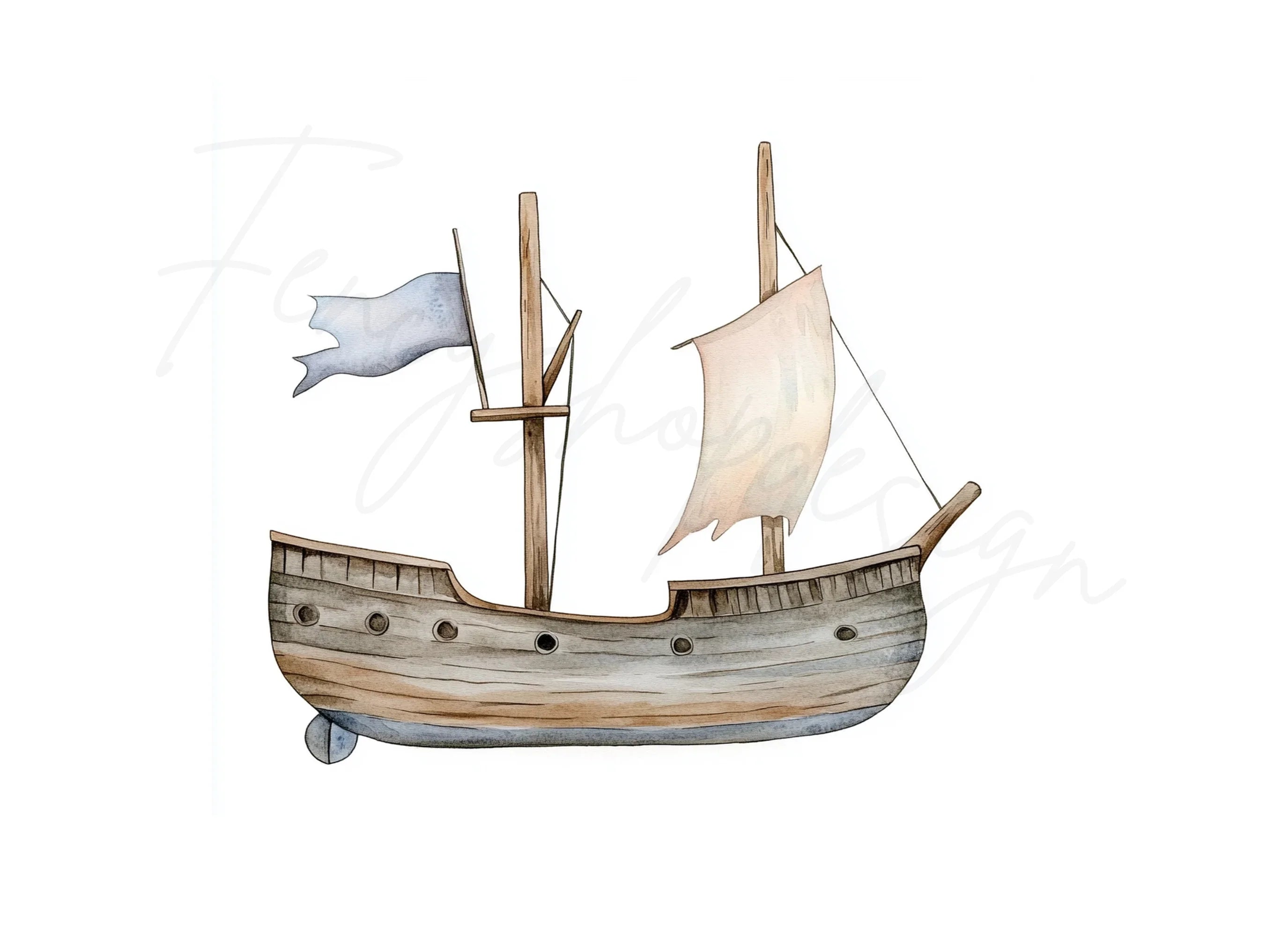 Vintage Sailing Ship Clipart Bundle